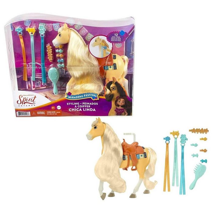 Mattel® Puppen Accessoires-Set Mattel GXF71 - DreamWorks - Spirit - Friesierpferd 20 cm Chica Linda