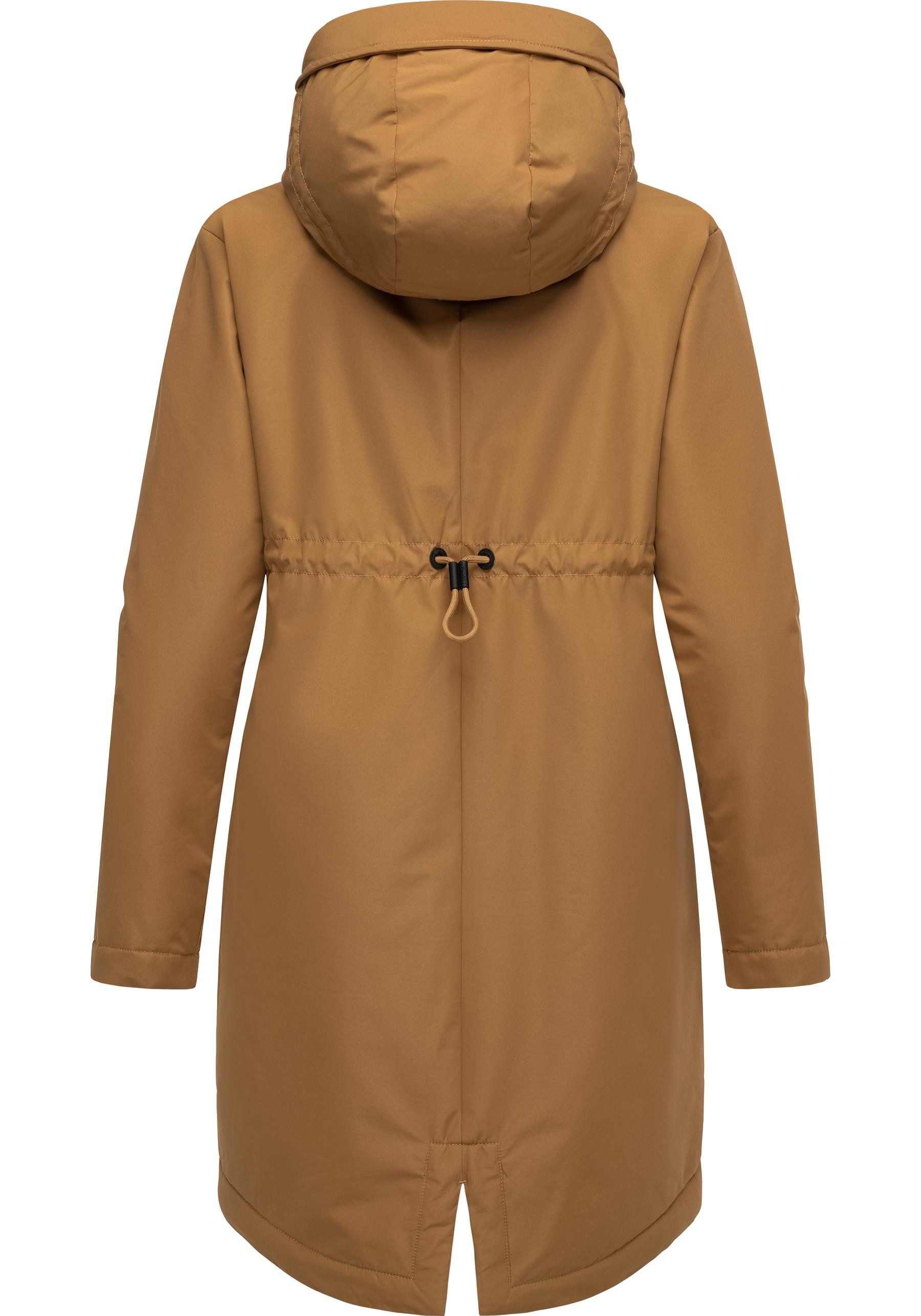 Ragwear Kurzmantel Holstic Wasserdichter Damen Wintermantel mit Kunstfell am Kragen
