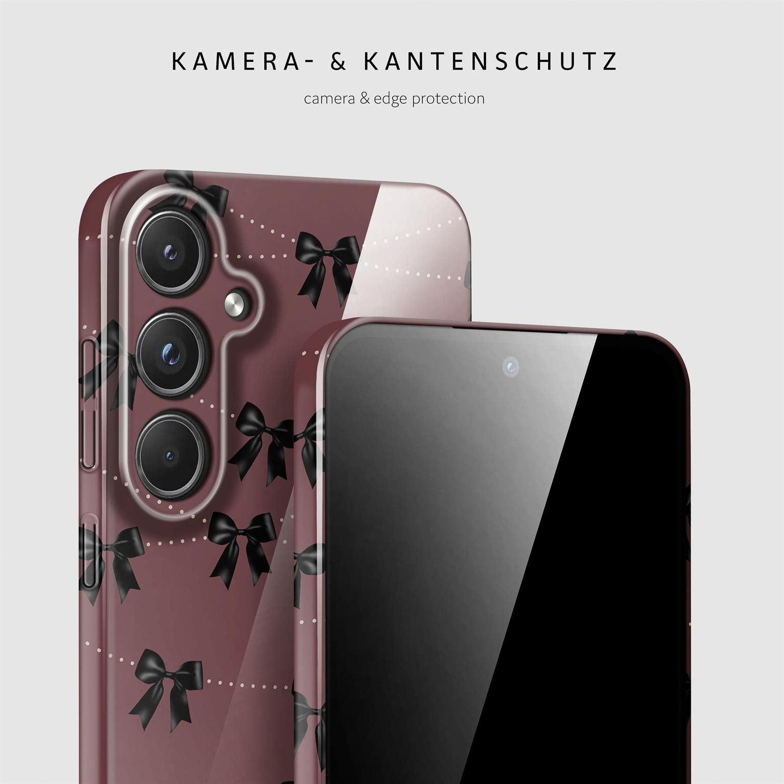 ONEFLOW Handyhülle für Samsung Galaxy A55 5G Splash Cover Weinrot Schleifen Rot 6,5 Zoll, Hülle mit Design Muster Designer Case Kameraschutz Handy Schutzhülle