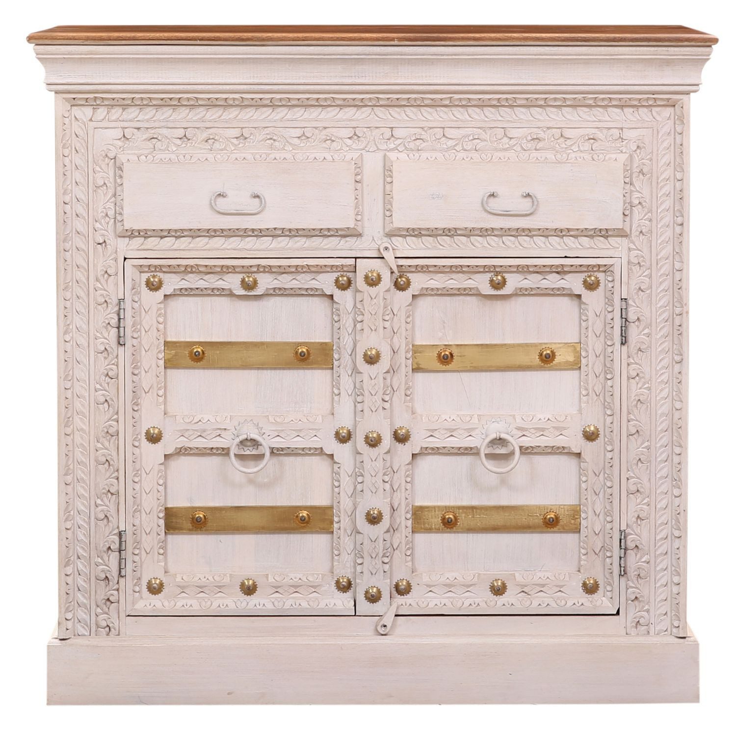 Kommode Indisches Sideboard Kommode Benicioni handgemacht aus Mangoholz 100 cm