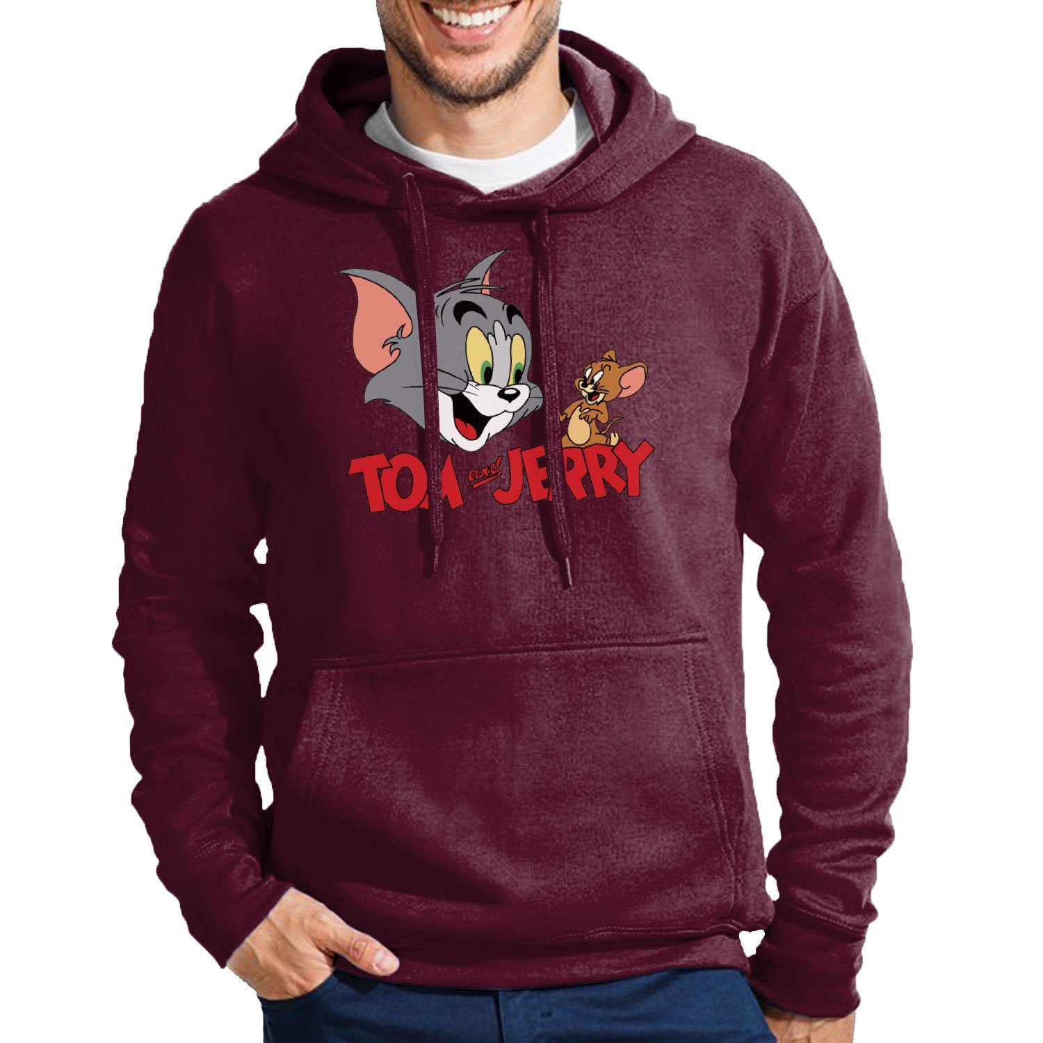 Blondie & Brownie Kapuze Tom Herren Katze Hoodie Cartoon Burgund Jerry Maus Mit