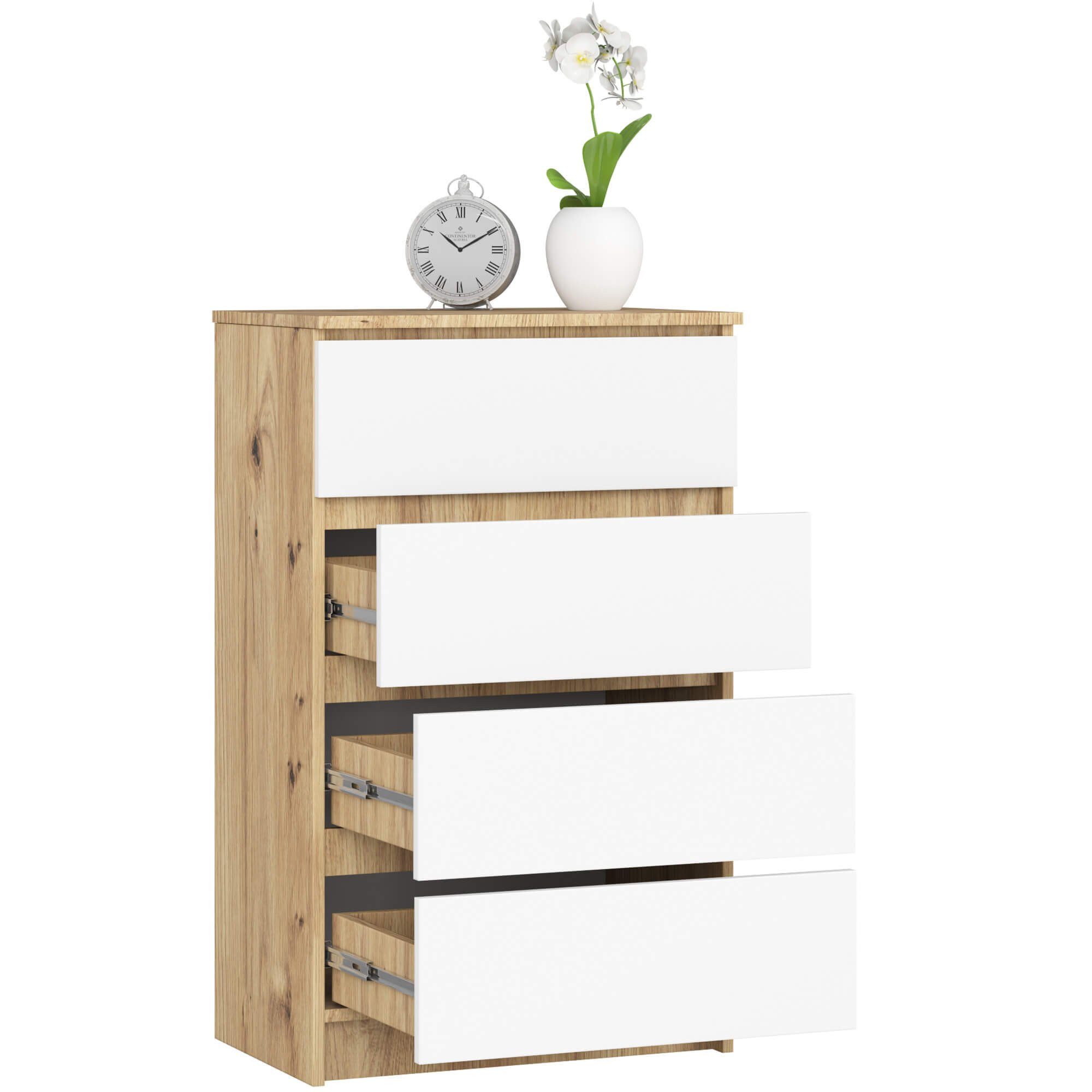 Kommode mit 4 Schubladen 60 cm breit Holz Schrank