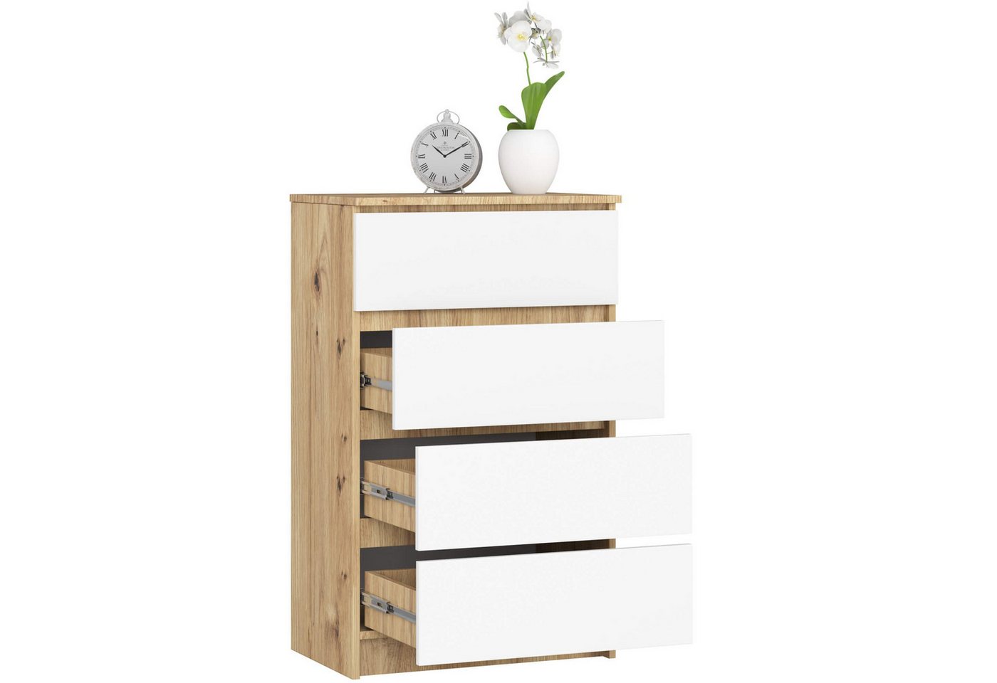 Raumhirsch Furniture Kommode mit 4 Schubladen 60 cm breit Holz Schrank, (viele Farbvarianten - Maße : 99 x 60 x 40 cm) - Hochwertig & stabil