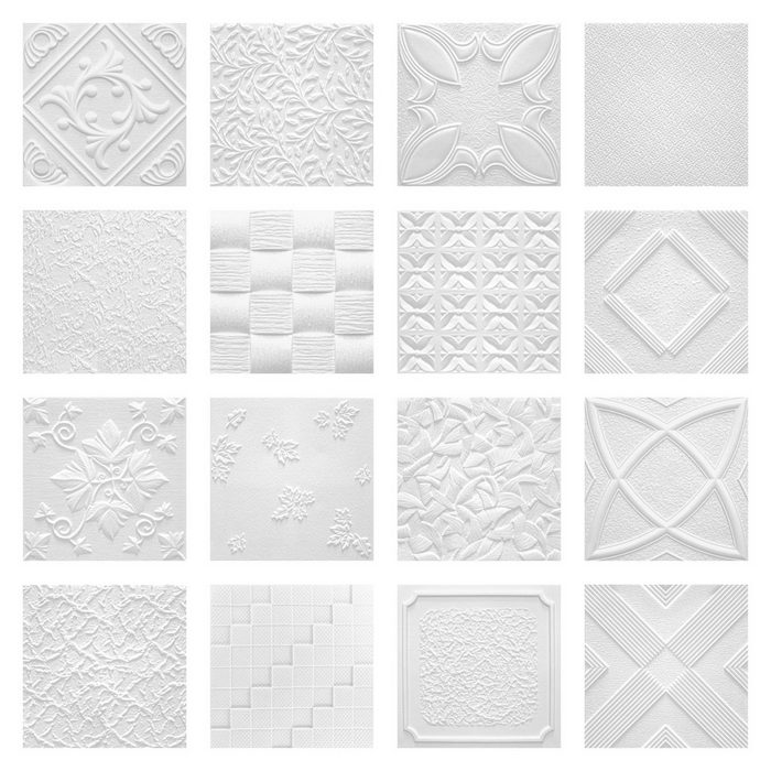 marbet design Wanddekoobjekt ANET 2 qm Deckenplatten aus Styropor - 50x50cm EPS Wand- und Deckenverkleidung weiße Platten Dekor formfest