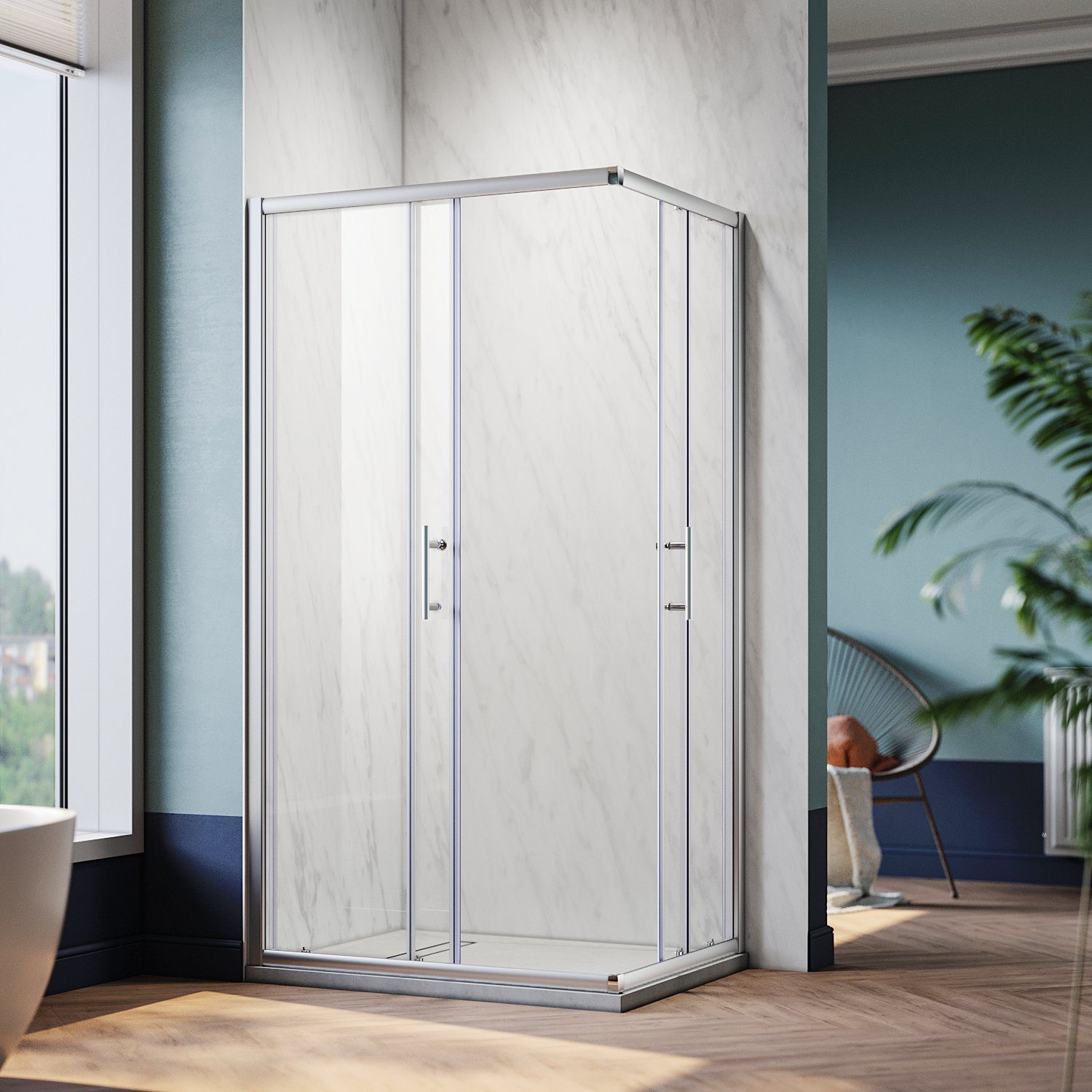 SONNI Eckdusche Eckdusche Duschkabine Eckeinstieg Schiebetüren 6mm Glas, Bx günstig online kaufen