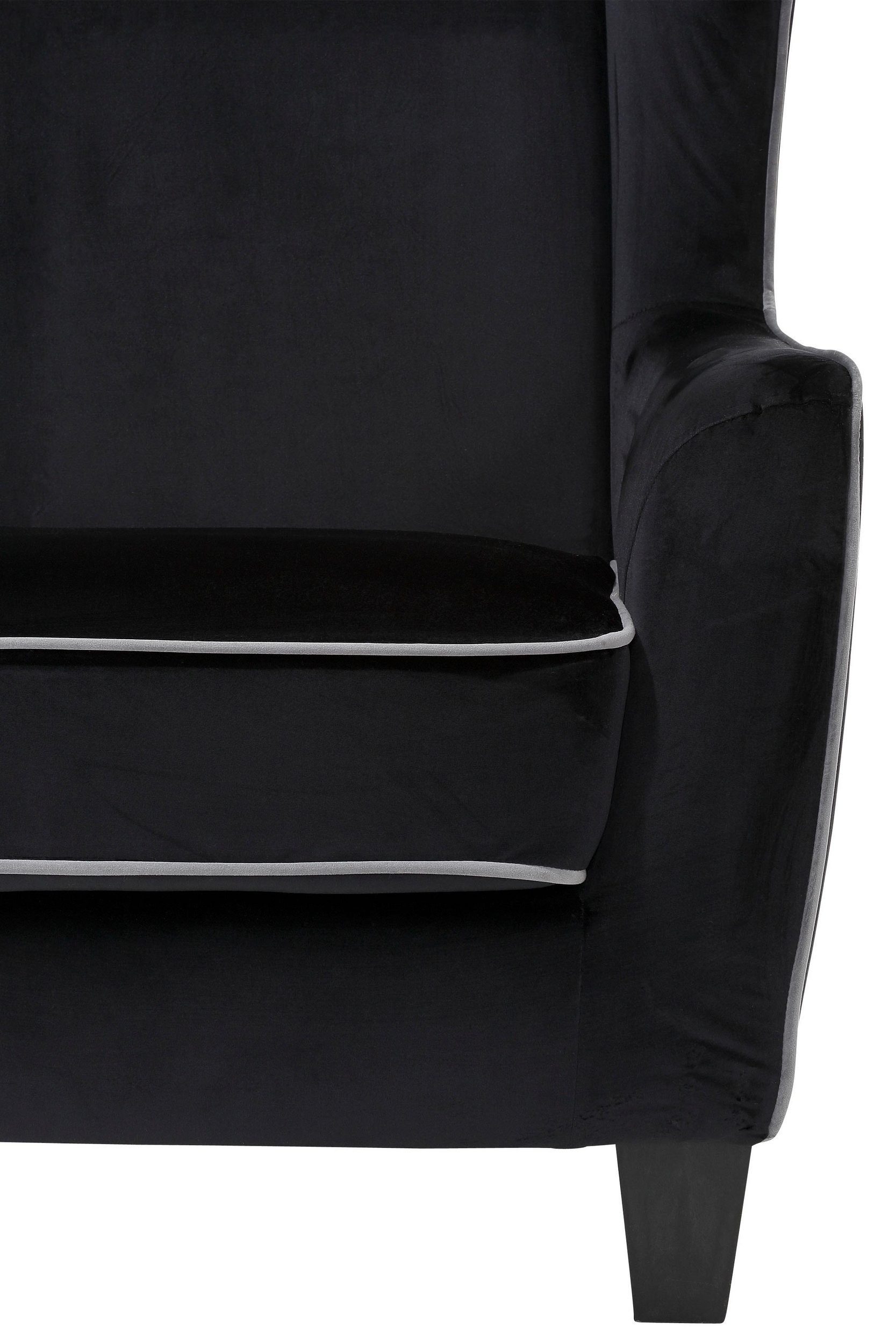 schwarz/grau Microfaser Bezug, cm Sitzhöhe Gestell, 44 Ohrensessel FSC®-zertifiziertes Pernia, loft24