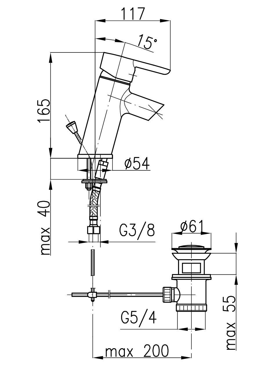 KFA Waschtischarmatur BAZALT Waschbecken Armatur Einhebelmischer Hochdruck, Chrom, 4702-815-00