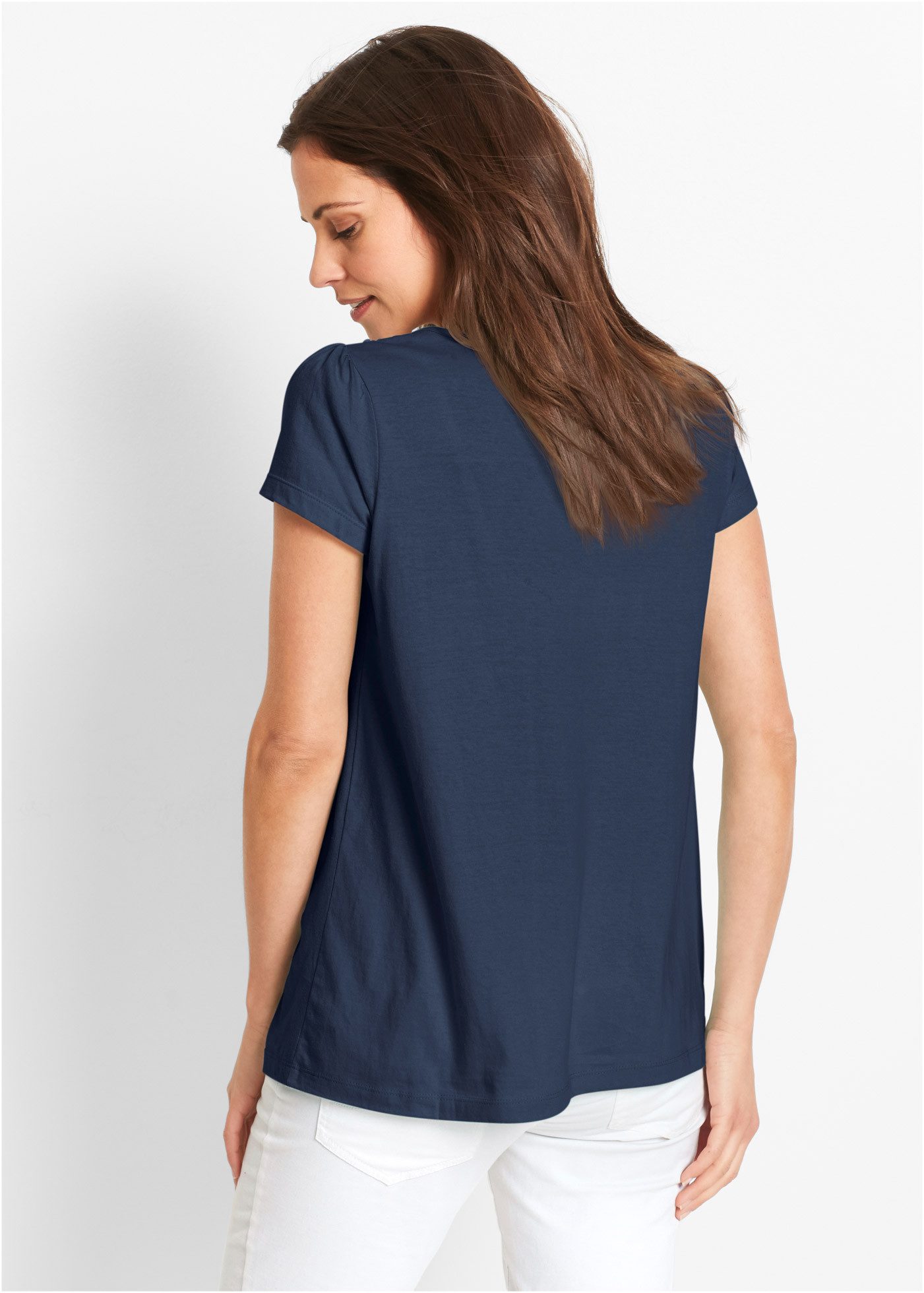 bonprix T-Shirt bequeme Passform, mit Spitzenapplikation in Häkel-Optik, au günstig online kaufen