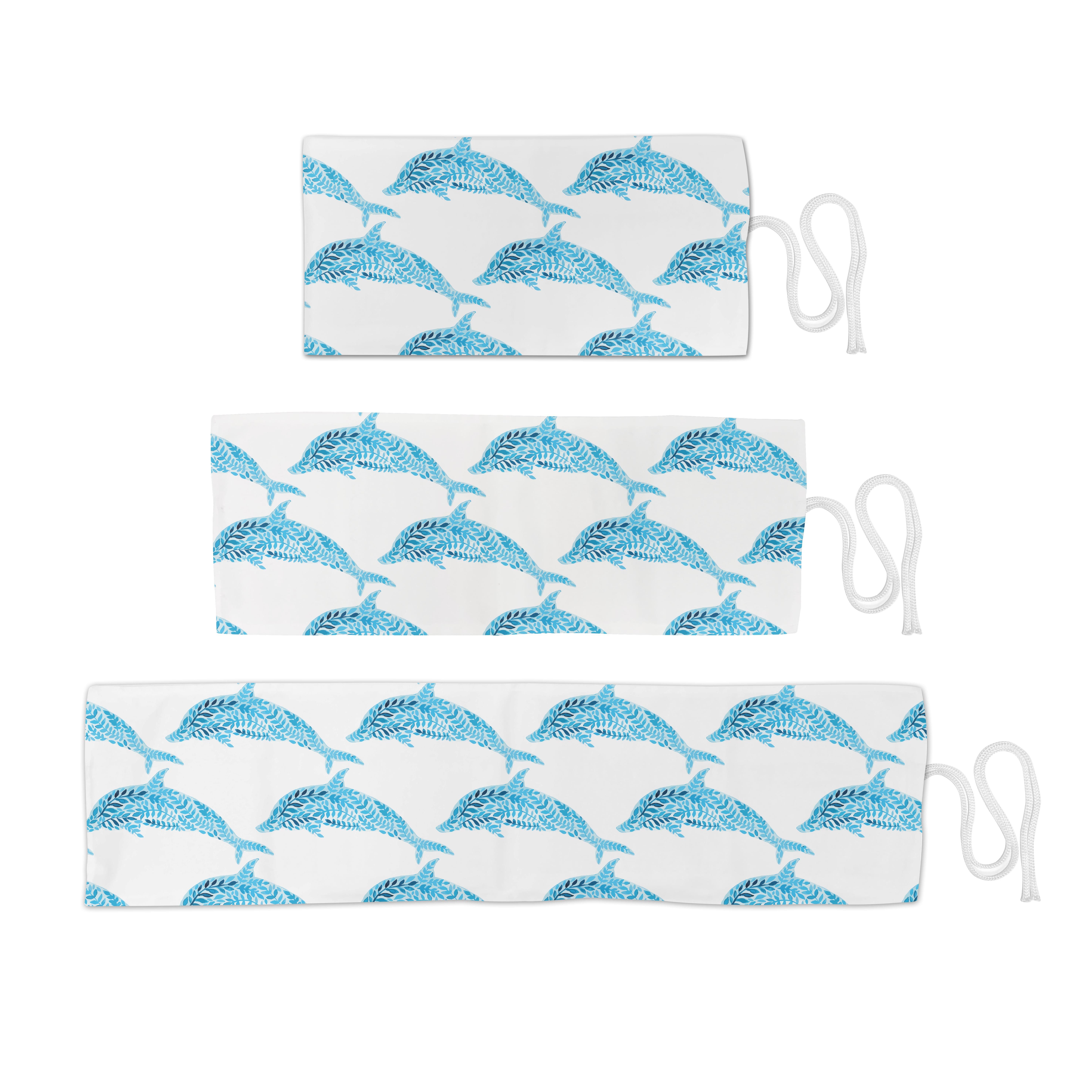 Stiftablage tragbar Dolphins Organizer, langlebig Leaves und Aqua Weiss Meer Segeltuch Blau Federmäppchen Abakuhaus