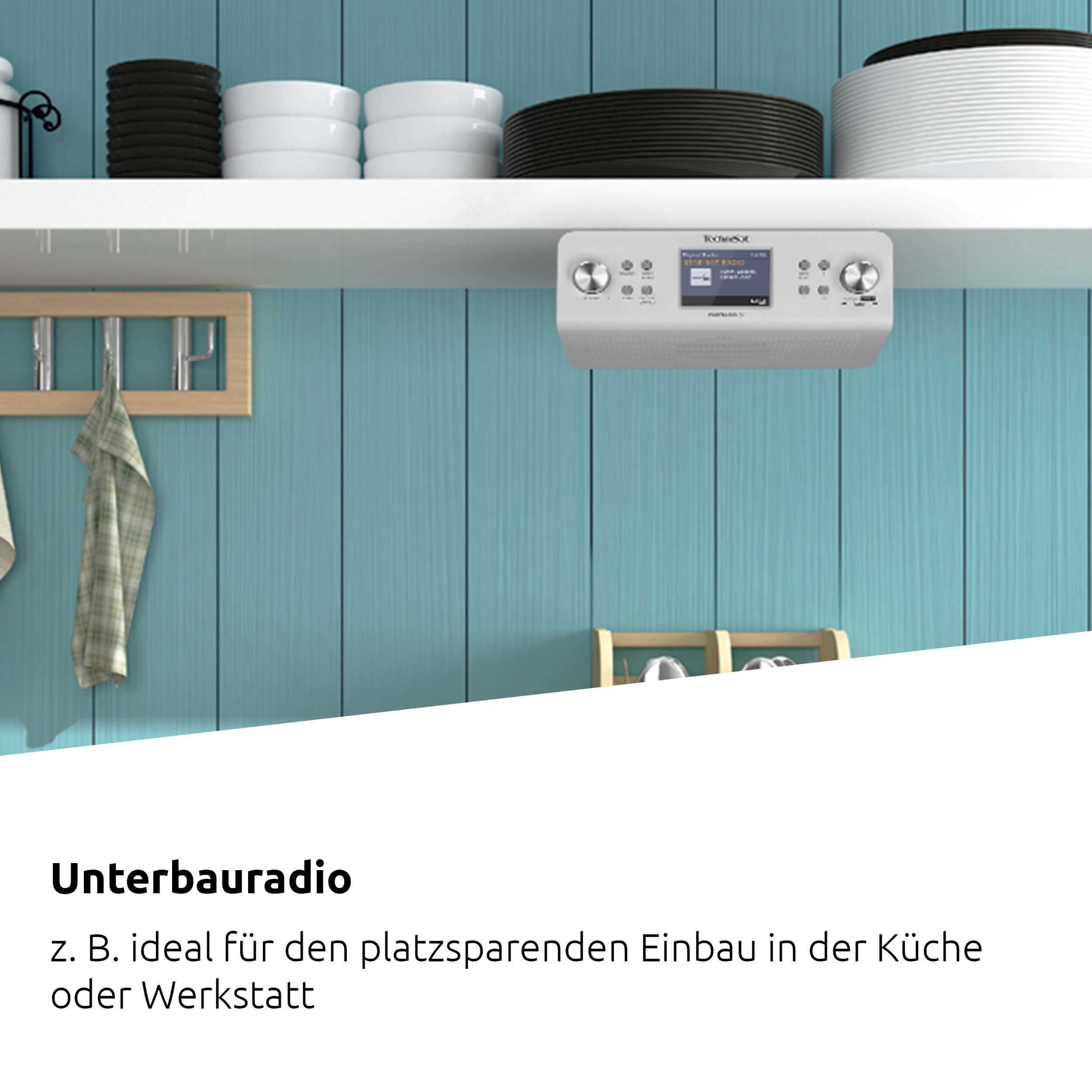 TechniSat DIGITRADIO 21 IR Küchen-Radio (Digitalradio (DAB), Internetradio, FM-Tuner mit RDS, 2 W, Bluetooth, WLAN, App-Steuerung, inklusive Montageplatte) – Bild 3 von 5