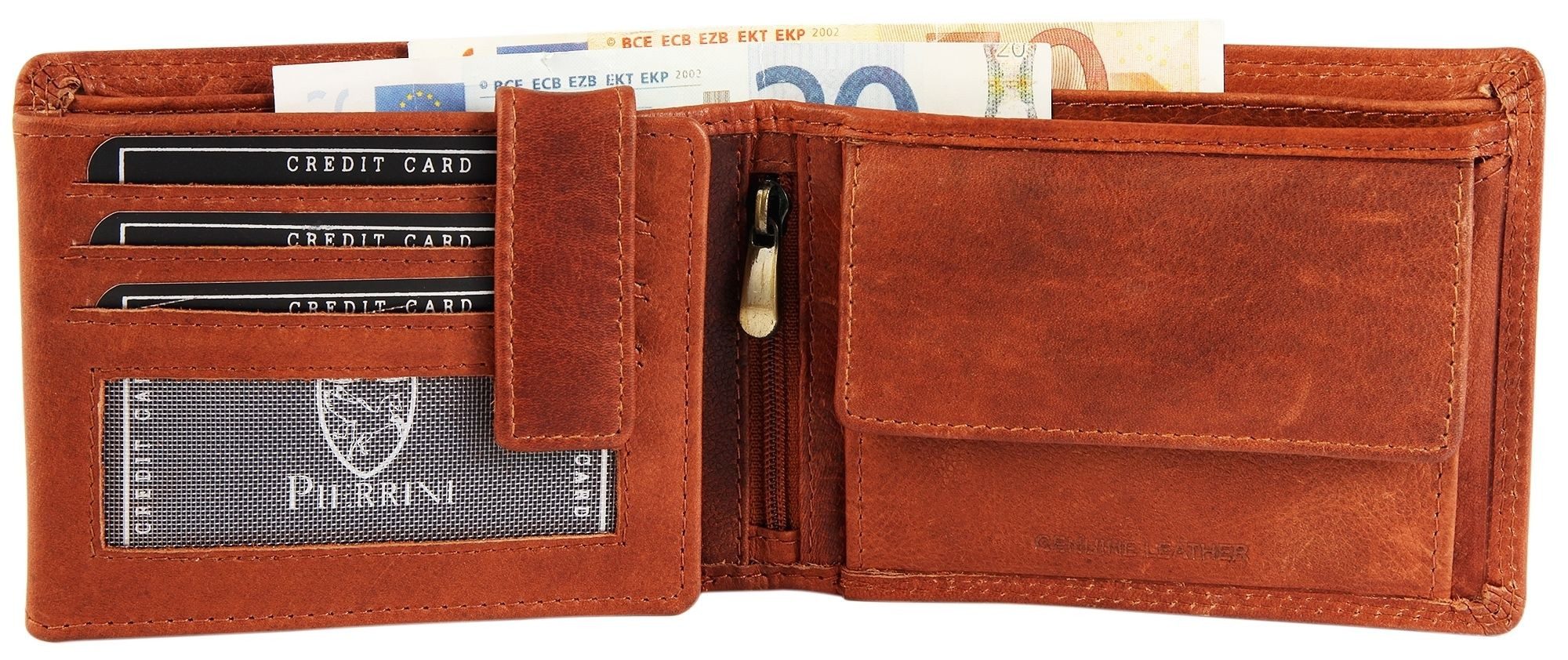 Pierrini Geldbörse Samer Pierrini Herren Geldbörse aus Echtleder in braun. Format 12, Herren GeldbÃ¶rse Quer Echtleder