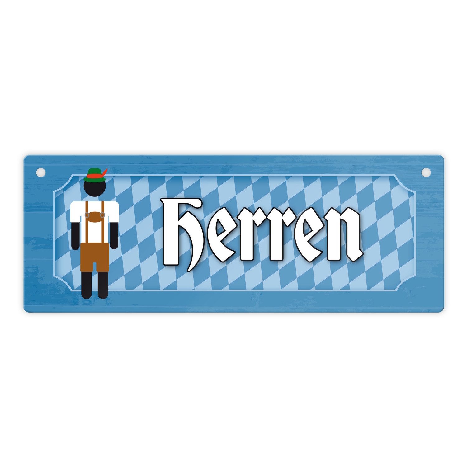 speecheese Metallschild Herren Toilette Metallschild auf bayrische Art mit Lederhosen