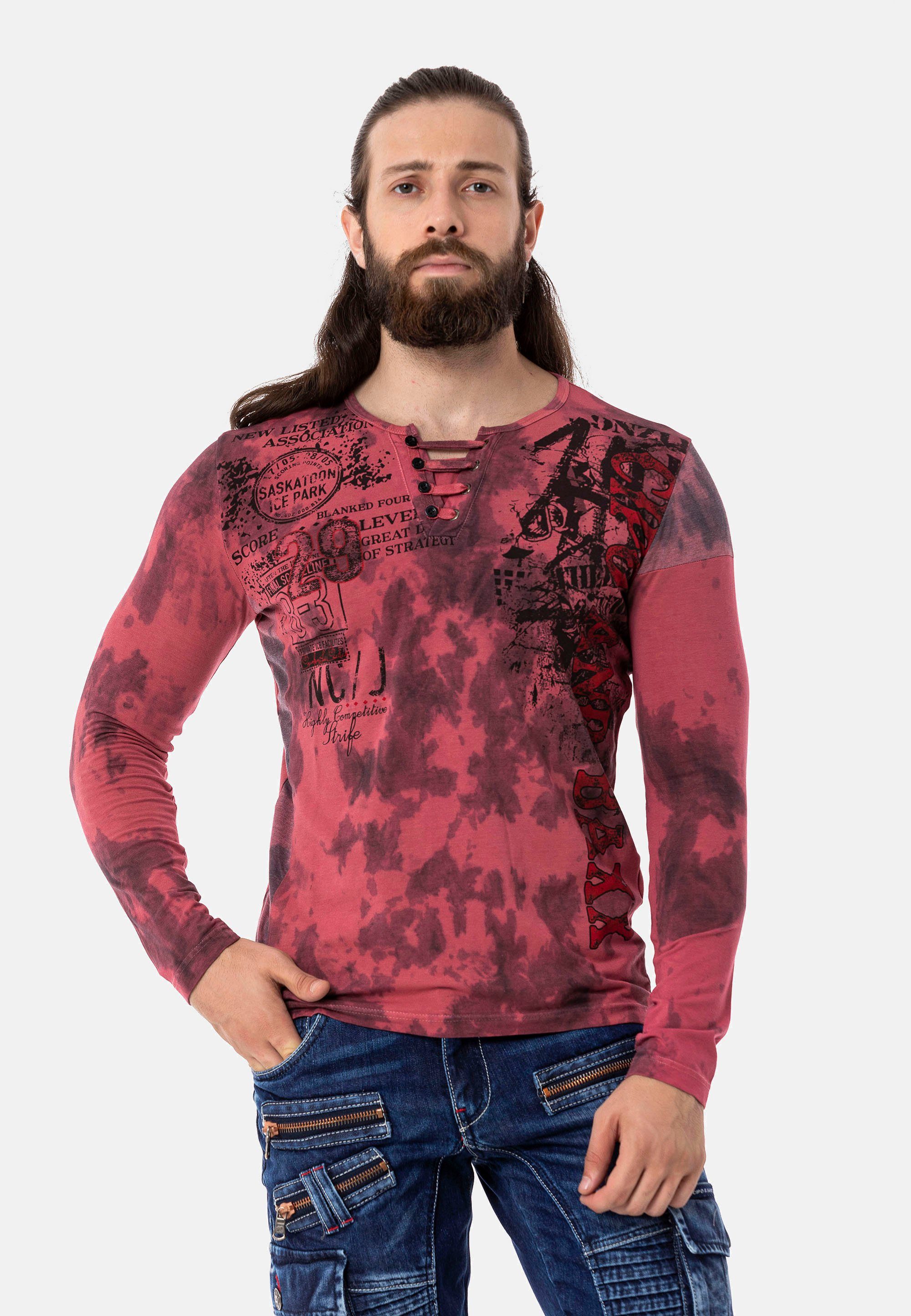 Allover-Musterung & Cipo rot Baxx toller Langarmshirt mit