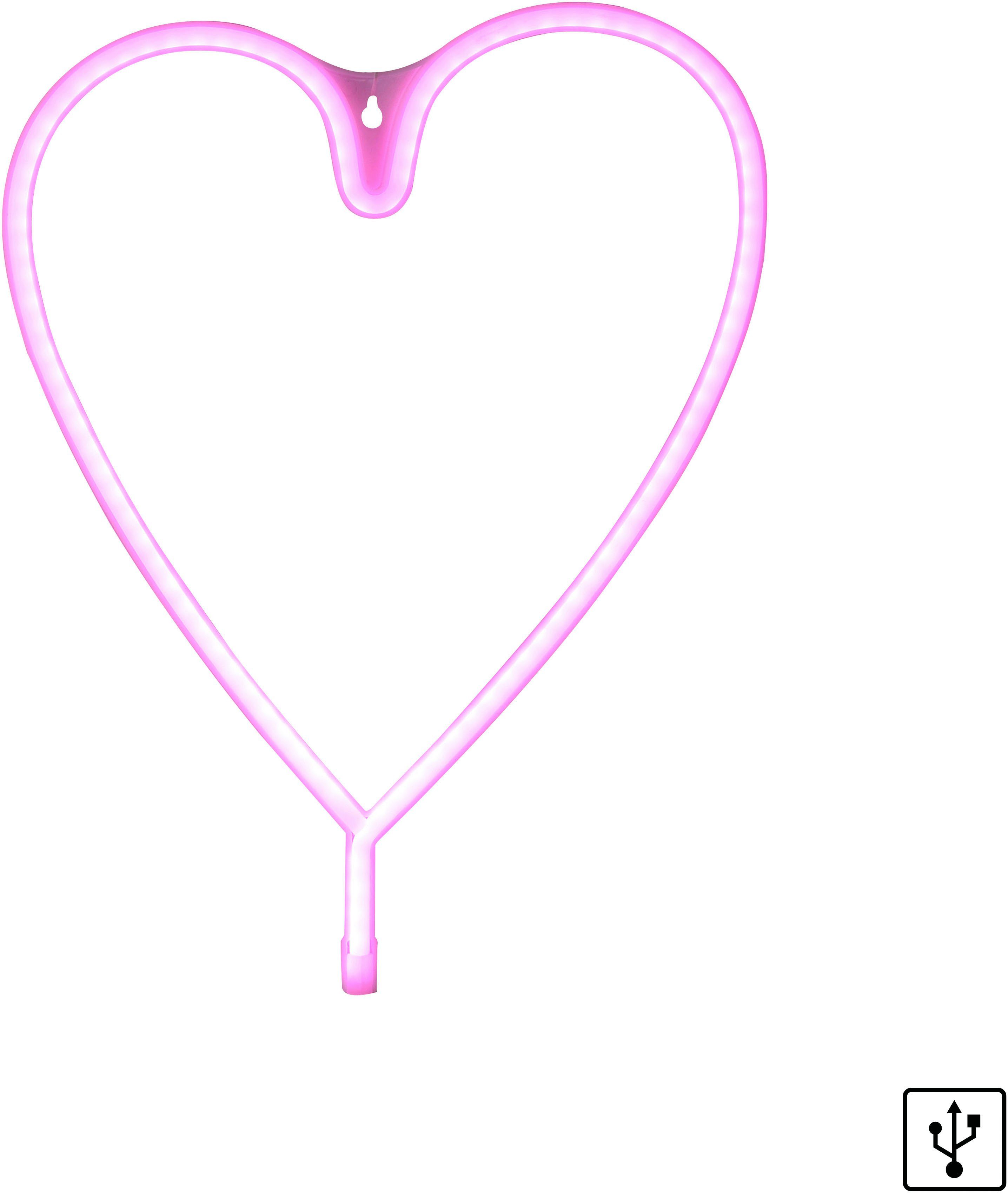 JUST LIGHT LED Wandleuchte NEON-HERZ, LED fest integriert, Warmweiß