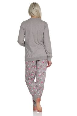 Normann Pyjama Damen Schlafanzug mit Bündchen in Herz Motiv Optik-auch in Übergrößen