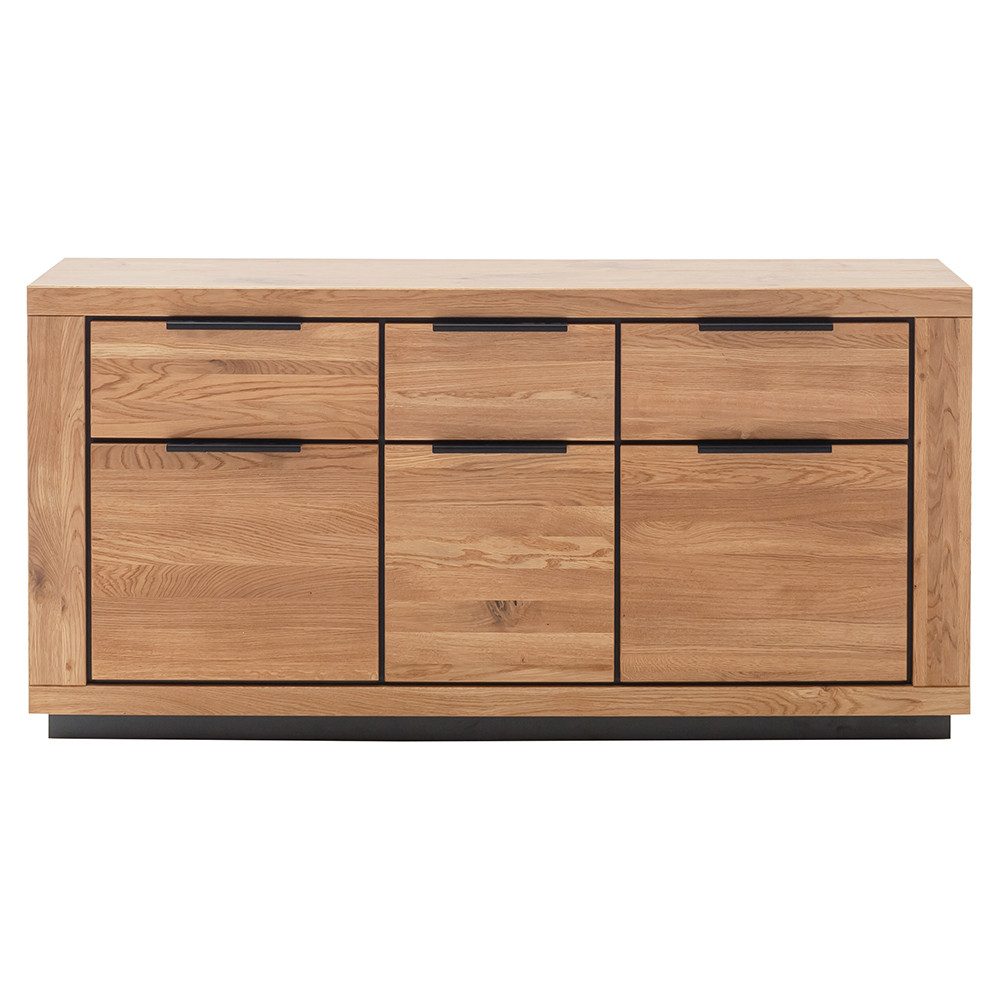 Lomadox Sideboard GIUSTINO-06, Eiche teilmassiv geölt, Massivholzfronten, 163cm breit