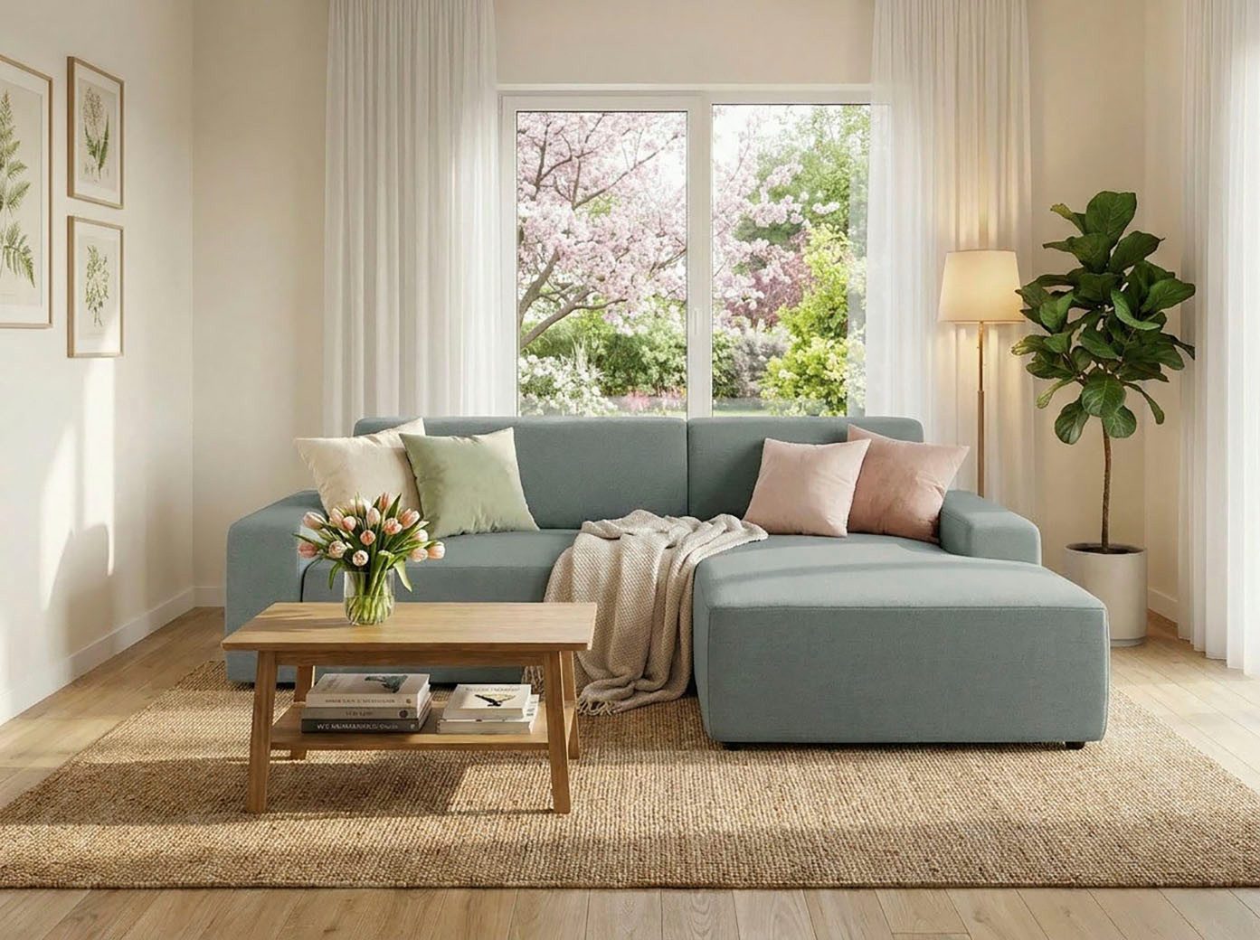 TRENDMANUFAKTUR Ecksofa Wien, wahlweise mit Sitzvorschub und Bettkasten, Breite 246 cm, L-Form, in trendigem Cordstoff