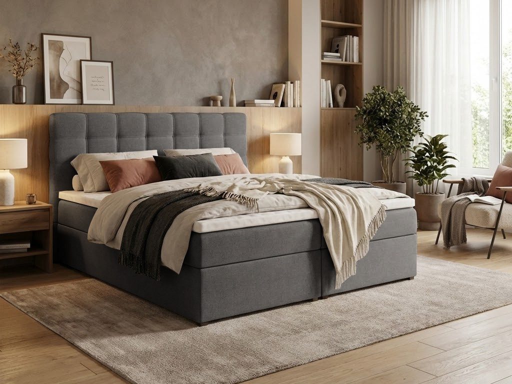 Beautysofa Boxspringbett TOPIQ mit Bettkasten (Bett für Schlafzimmer), mit 2x Bettkästen, Federkernmatratze