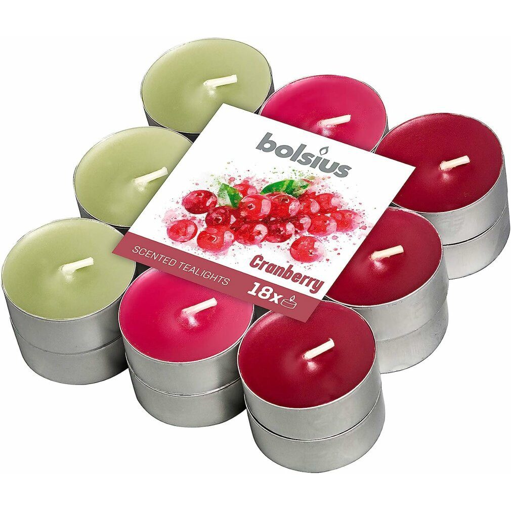 Bolsius Duftkerze Scented Candles Tealight Cranberry Red / White 18 Pieces