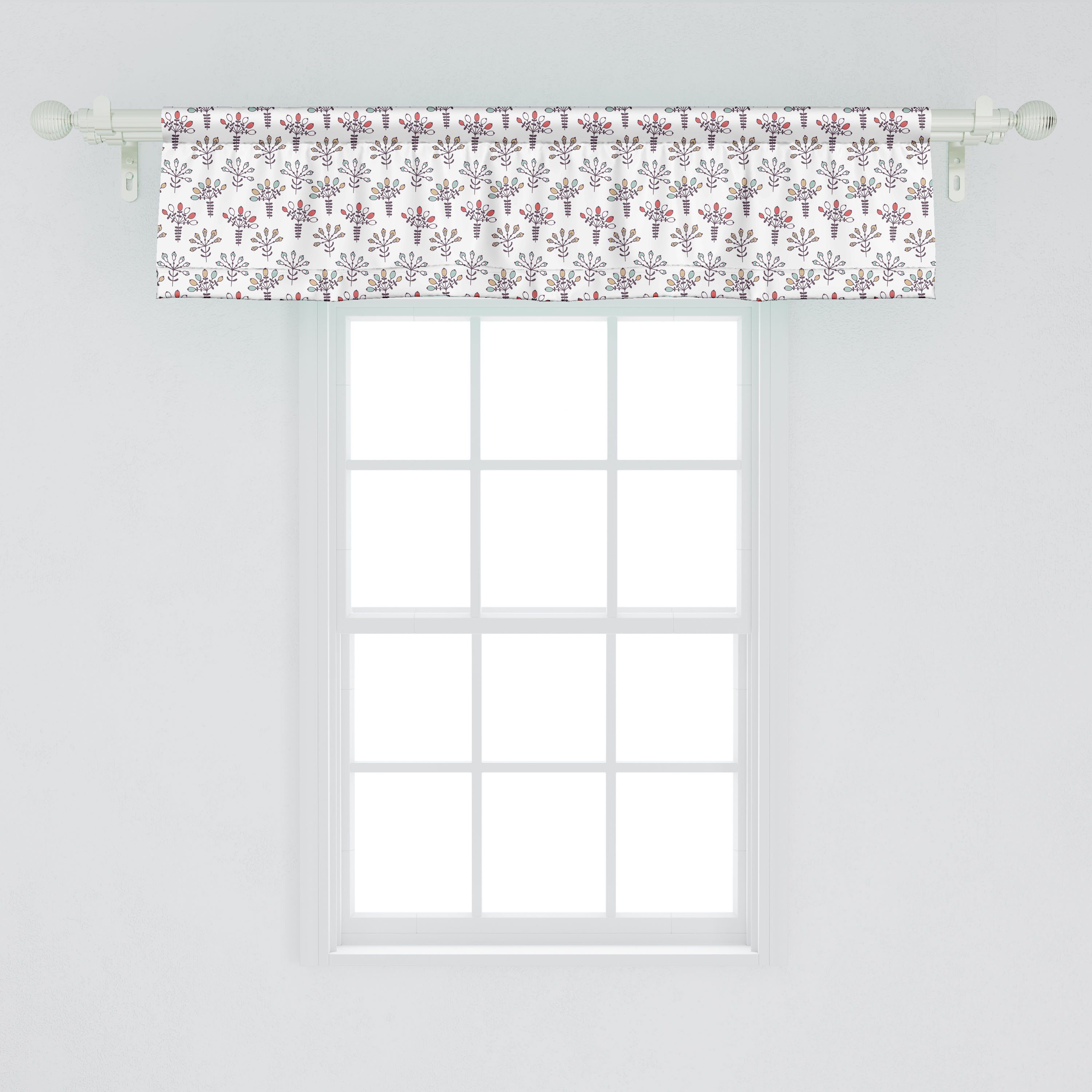 Scheibengardine Vorhang Volant Küche Stangentasche, Blumen mit Blumen Rhythmische Pastellkunst Abakuhaus, Dekor Schlafzimmer für Microfaser