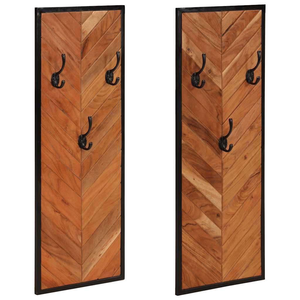 vidaXL Garderobenständer Wandgarderobe 2 Stk. 35x1x90 cm Massivholz, (2 St)