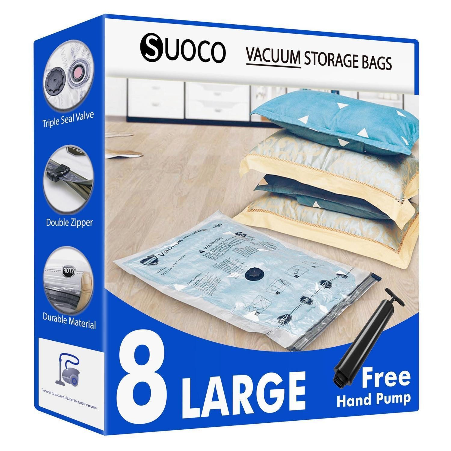 LuxusKollektion Vakuumierbeutel Vakuumbeutel Kleidung 8er Set L mit Pumpe