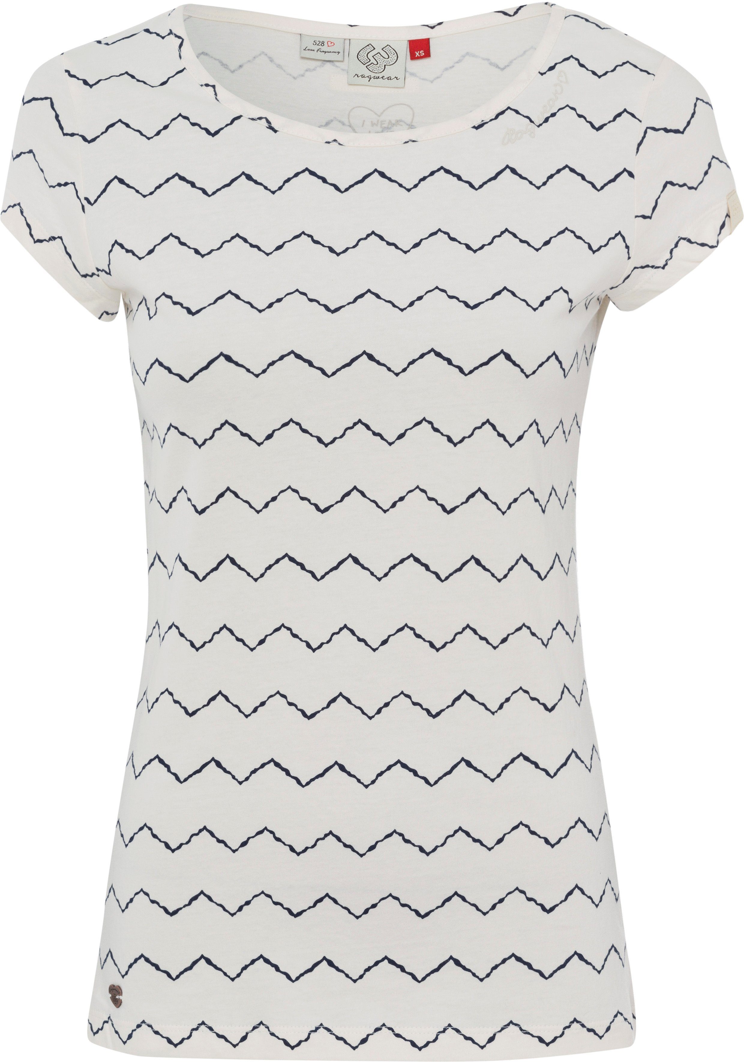Ragwear T-Shirt MINT offwhite Allover-Print-Design im ZIG Zag ZAG 7008 Zig