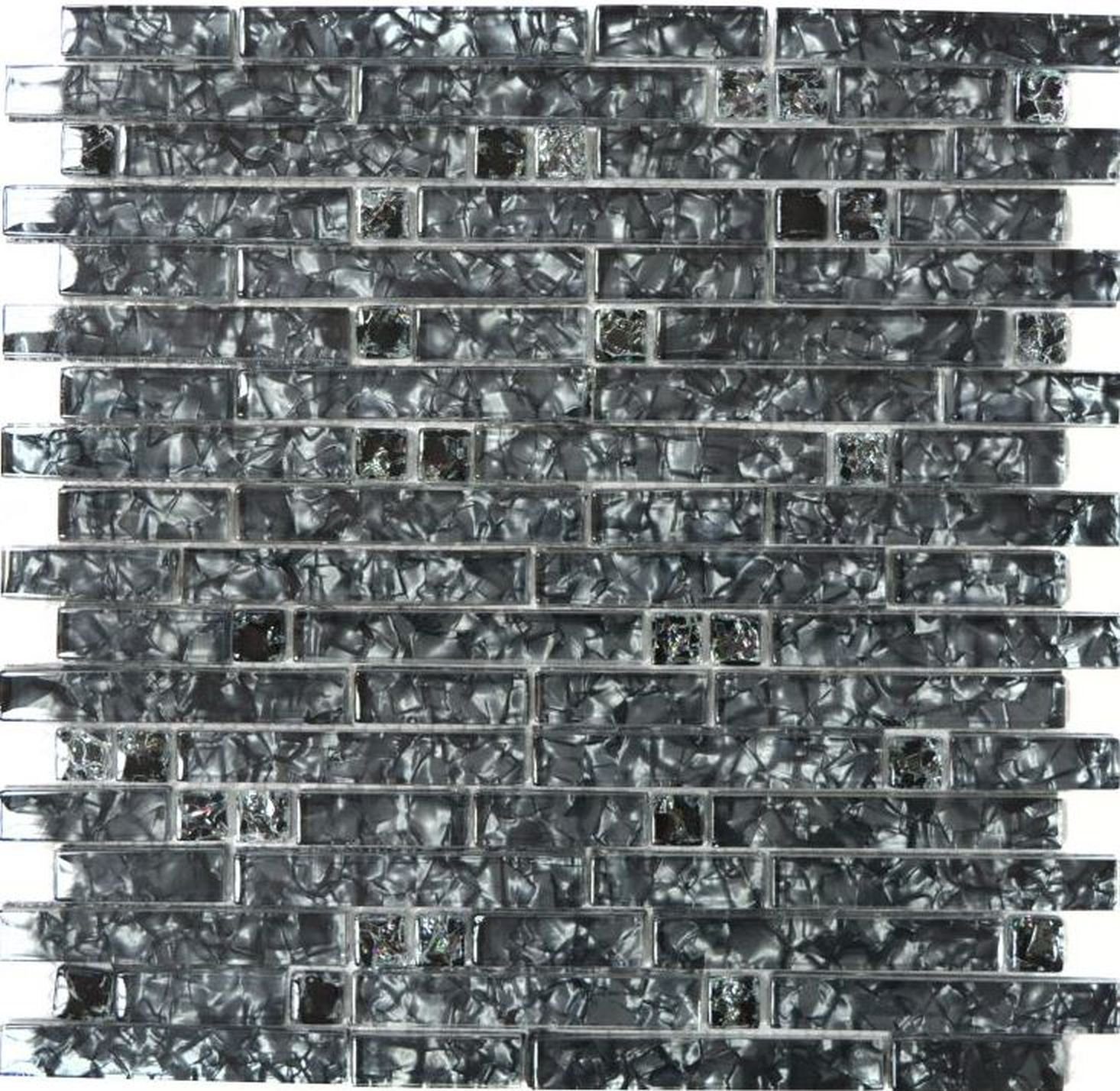 schwarz Mosaikfliesen anthrazit Stäbchen Mosani Glasmosaik Mosaikfliesen grau