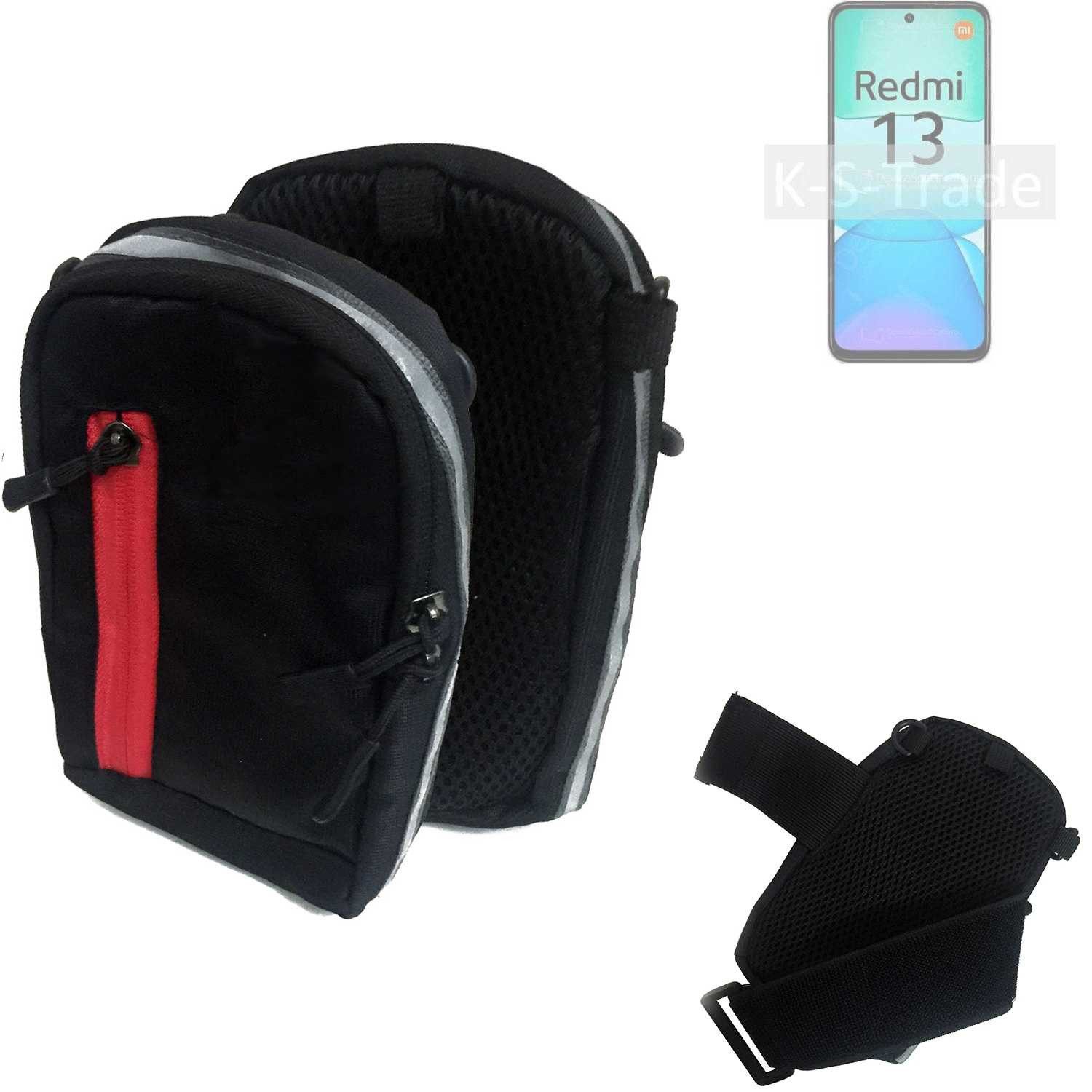 K-S-Trade Handyhülle für Xiaomi Redmi 13, Outdoor Gürteltasche Holster Umhängetasche schwarz Handy Tasche