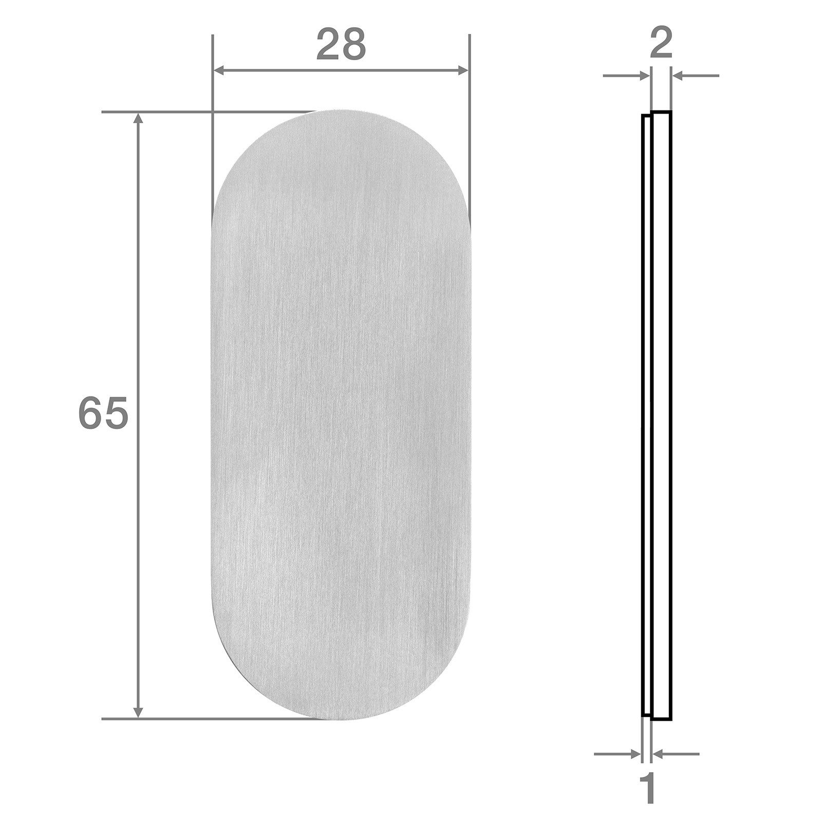 SO-TECH® Türbeschlag selbstklebende Edelstahl Tür-Rosetten mit 3M-VHB-Klebepad (1 St), Blindrosette oval 65x28x2mm satiniert – Bild 4 von 5