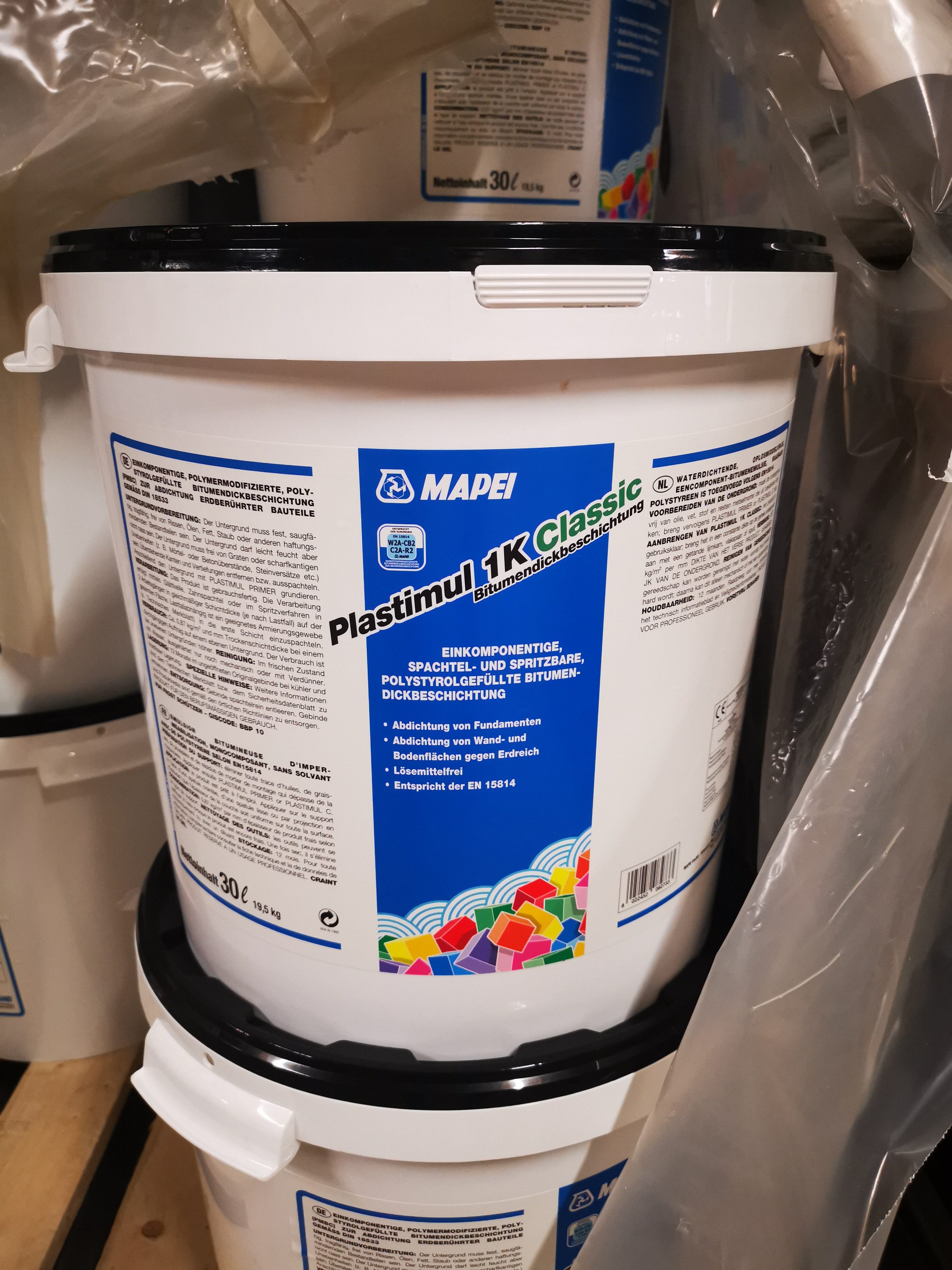 MAPEI Dichtstoff Mapei Plastimul 1k Classic Bitumen Dickbeschichtung 30 L Abdichtung, Bitumen Dickbeschichtung, Eimer