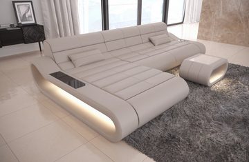 Sofa Dreams Ecksofa Ledercouch Ledersofa Concept L Form lang Sofa Leder, Couch, mit LED, Designersofa mit ergonomischer Rückenlehne