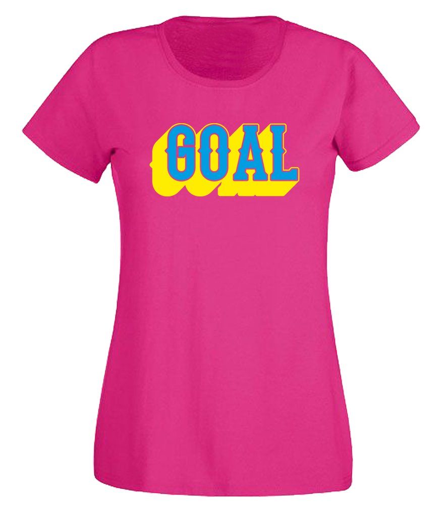 G-graphics T-Shirt GOAL Slim-fit- Damen T-Shirt mit Statement / Motiv als Frontprint