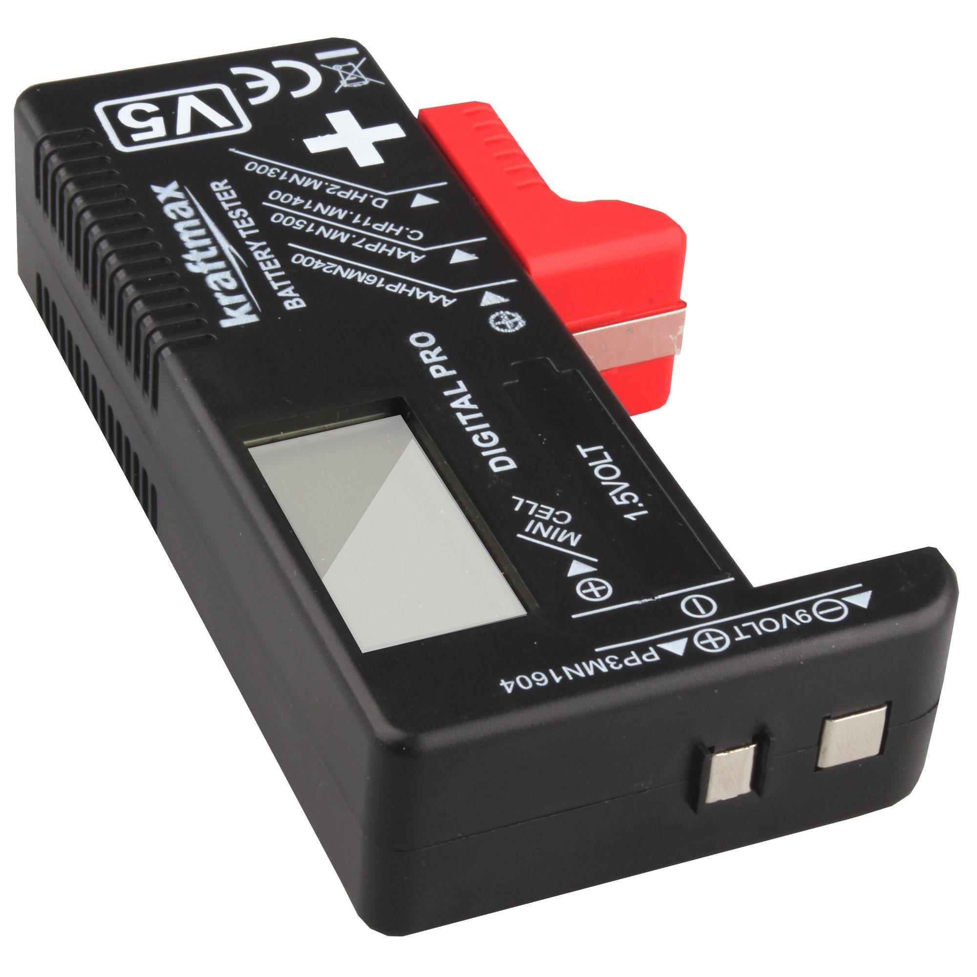 AA/AAA/C/D/Micro/Mignon 9V kraftmax Tester Akku - Batterietester inkl. St) Test, V5 (1 Batterietester