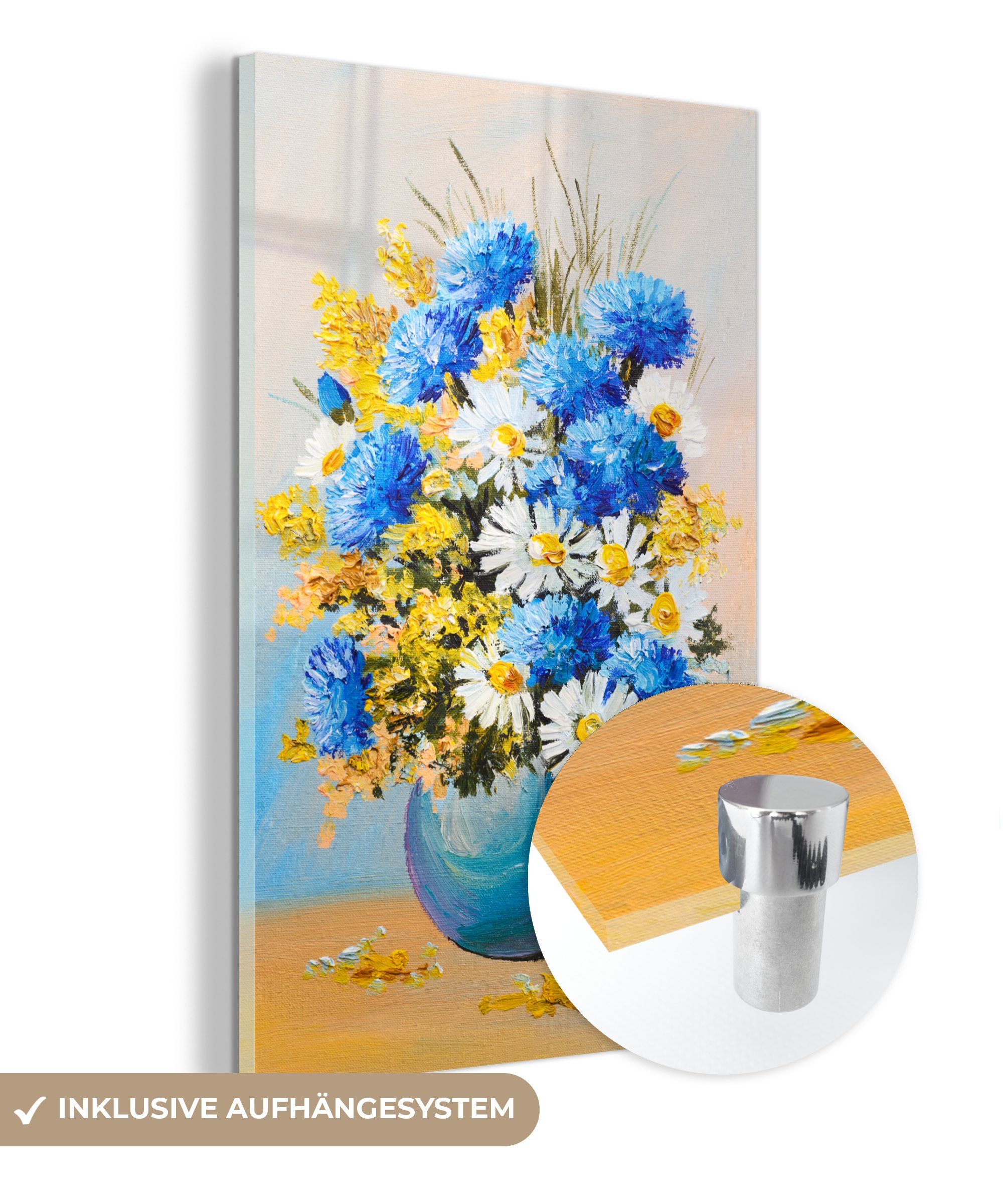 MuchoWow Acrylglasbild Sommerblumen - auf (1 Wanddekoration - - Glas Glas St), Wandbild Foto Ölfarben, Glasbilder Bilder - auf