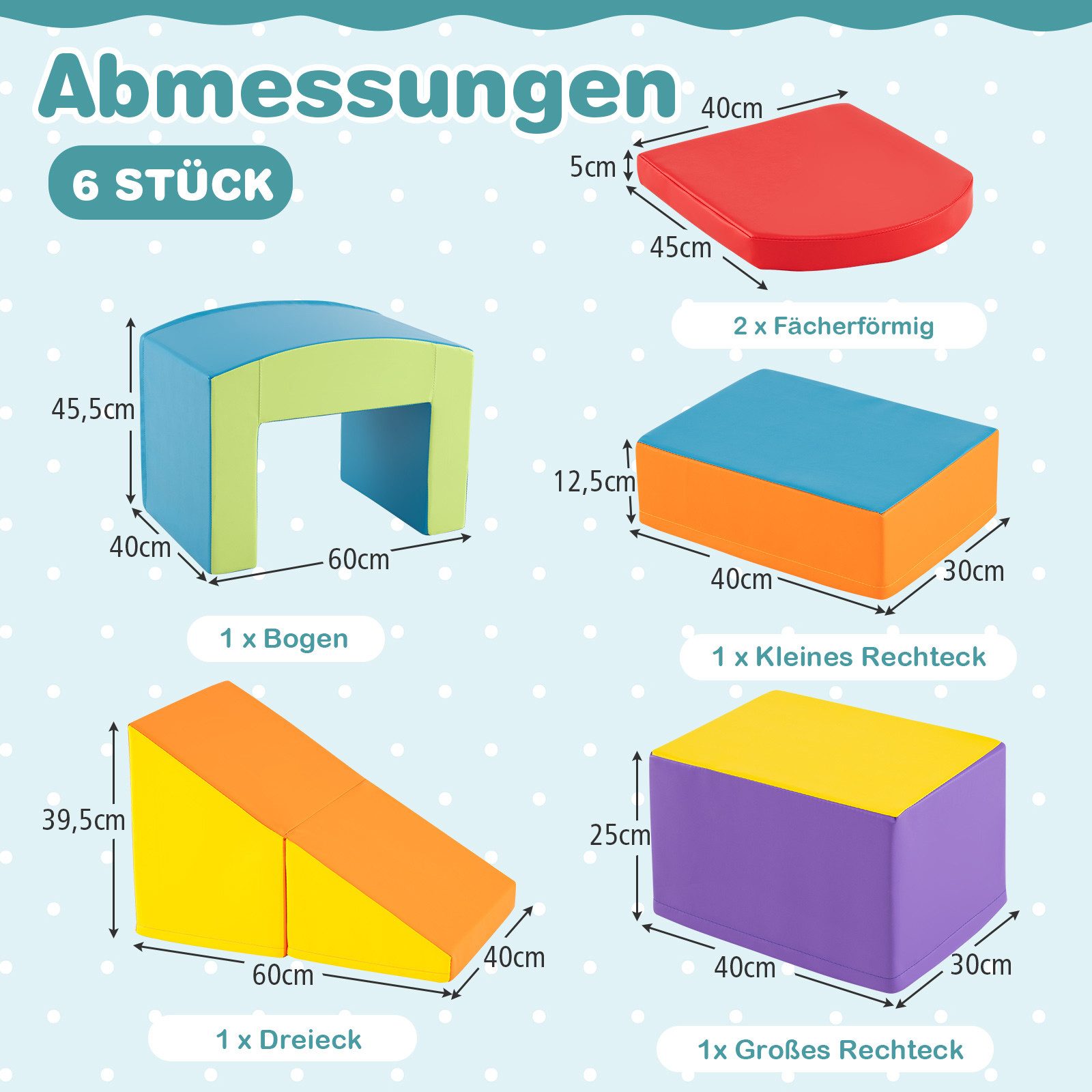 COSTWAY Spielbausteine, (6 St), Schaumstoffbausteine für Kinder ab 1 Jahr