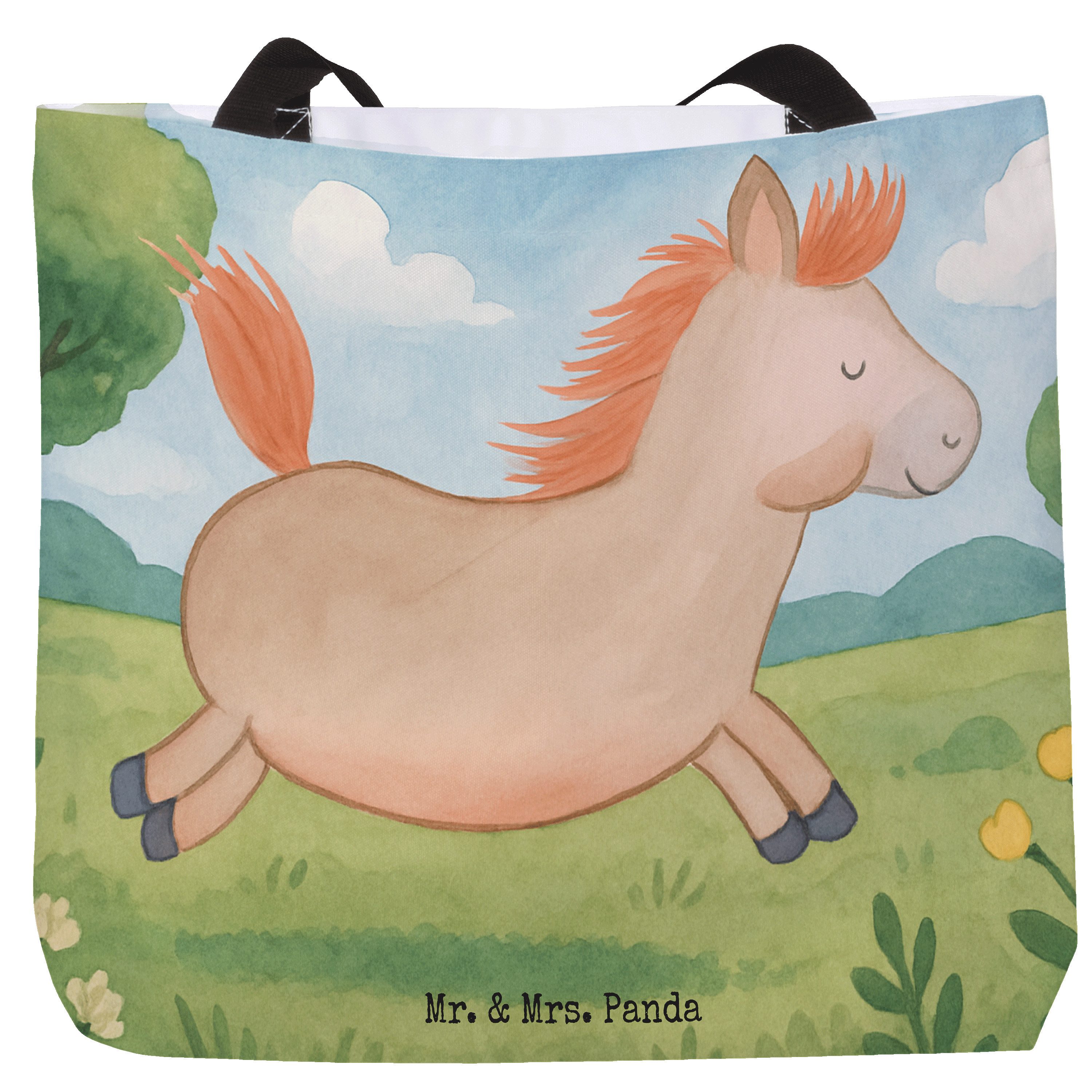 Shopper Pferd Springen Design, Tote Bag, Weiß, Schultasche, Stall, Laptoptasc
