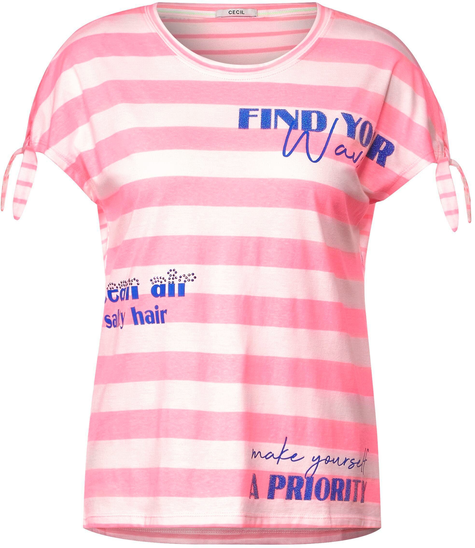 Cecil pink Schriftzügen mit Kurzarmshirt