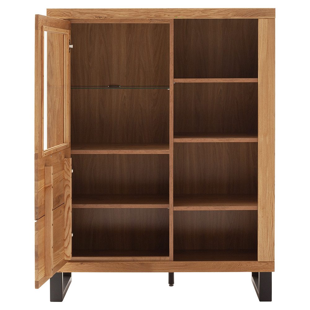 Lomadox Highboard KUMASI-06, 108 cm breit, Eiche massiv geölt, mit Metallfüßen & -griffen