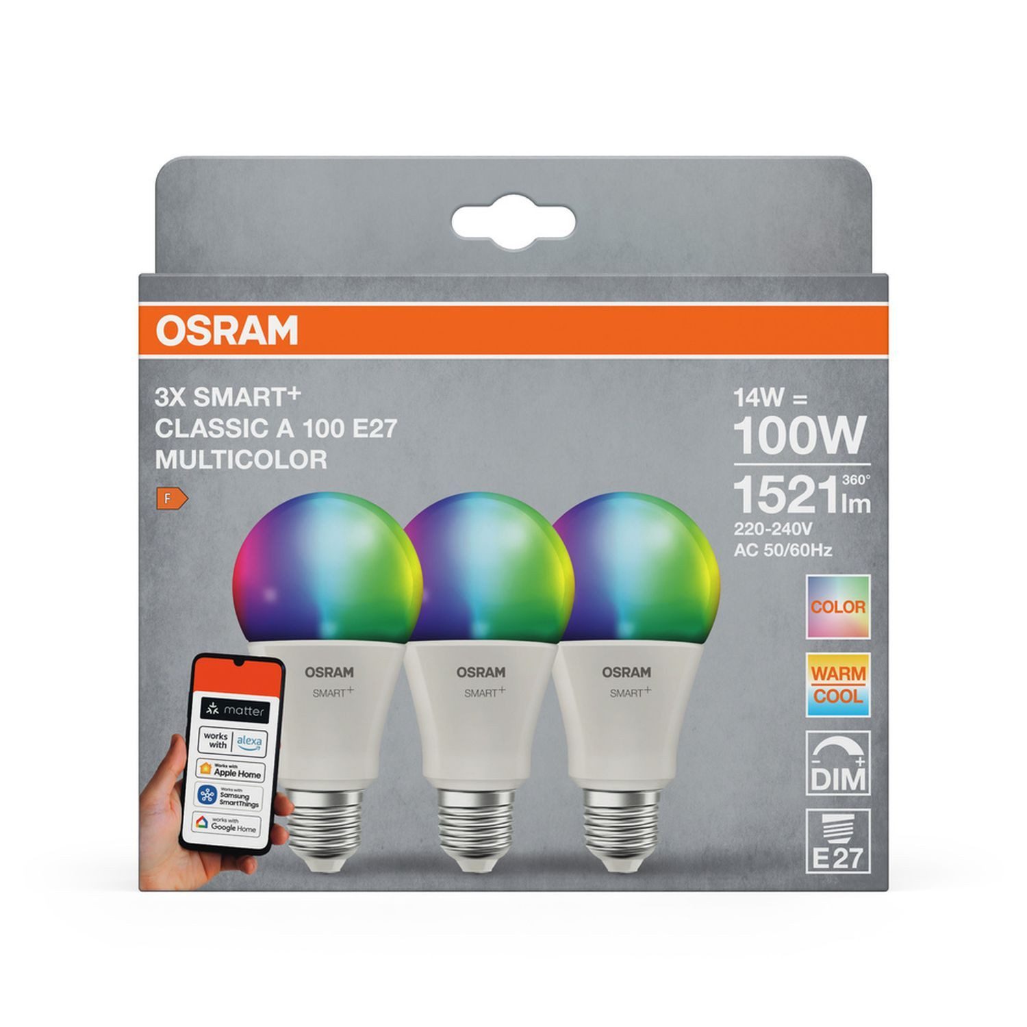 Licht-Erlebnisse LED-Leuchtmittel LAMP, E27, Birne E27 3er Set RGB CCT 1521 lm Smart dimmbar Farbwechsel hell
