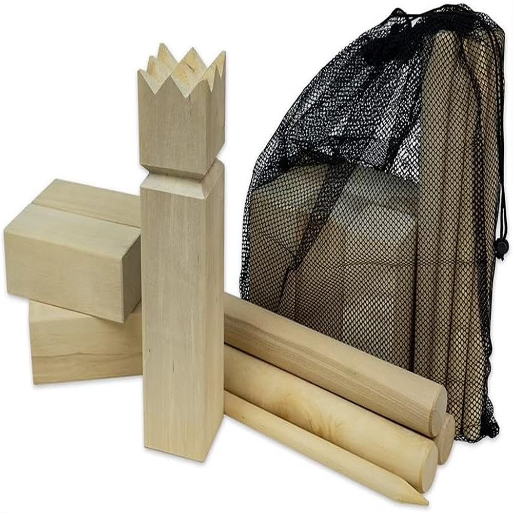Carromco Spiel Wikingerschach - Kubb Schwedenschach Set, Wikinger Spiel, Wikingerschach, aus wetterfestem Gummibaumholz