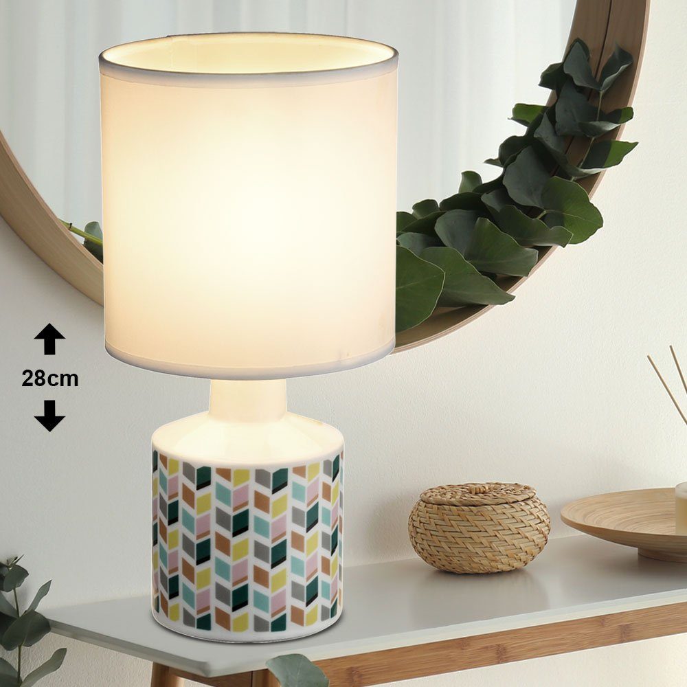 etc-shop Tischleuchte, Leuchtmittel nicht inklusive, Schreib Tisch Lampe Ess Zimmer Keramik Stoff Beistell Lese Leuchte