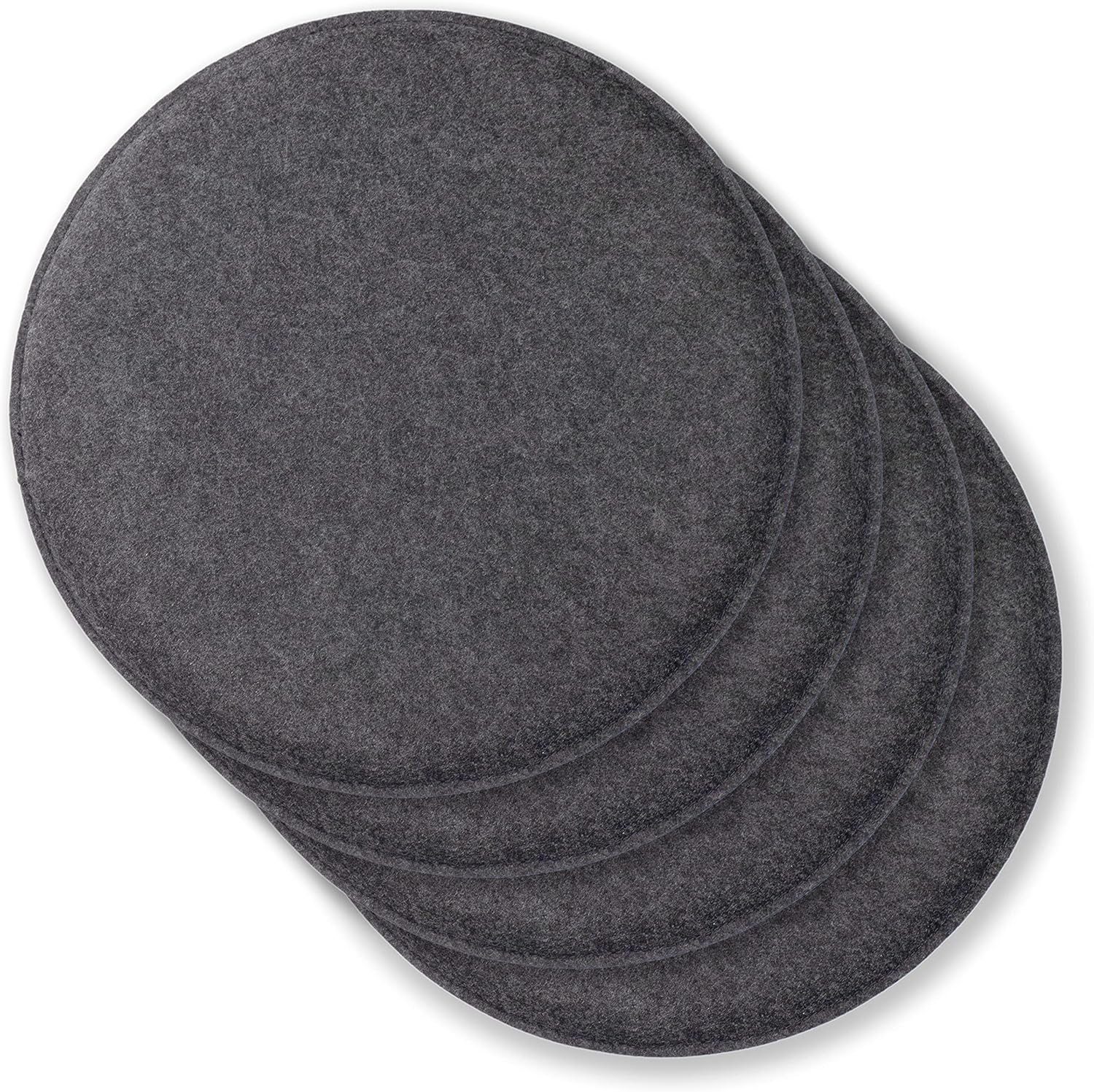 RUBBERNECK Stuhlkissen Rubberneck 4er Set rutschfeste Filz Sitzkissen Rund, Stuhlkissen mit Antirutsch-Noppen - rutschfeste Oberfläche