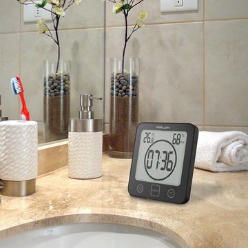 BlingBin Badezimmeruhr Duschwanduhr Digital mit Alarm Wasserdicht Temperatur Luftfeuchtigkeit (LCD-Display und 150 Grad breiterer Betrachtungswinkel)