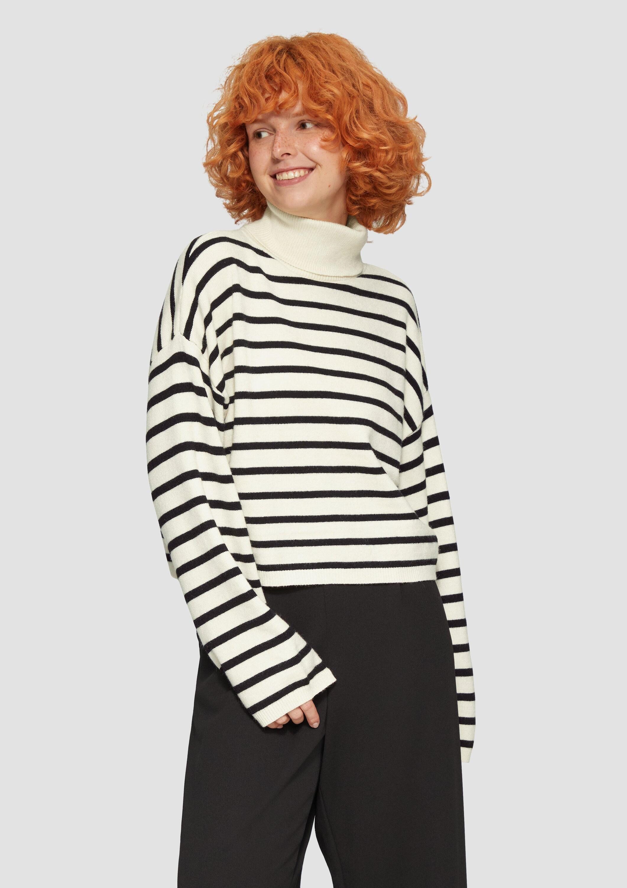 QS Longpullover Strickpullover Verkürzter Pullover aus günstig online kaufen