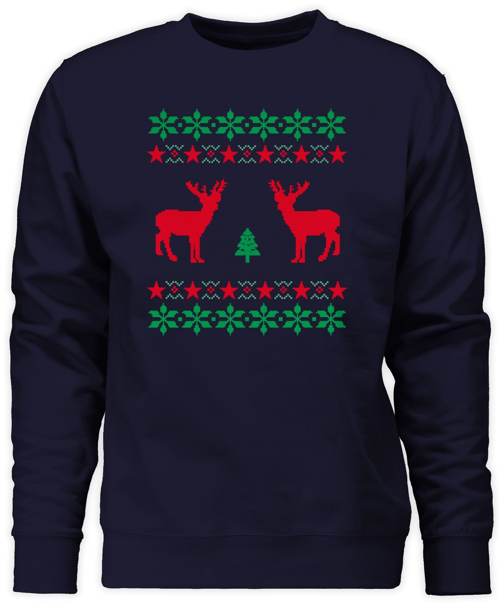 Shirtracer Sweatshirt Norweger Weihnachten Kleidung Weihachten Rentier Dunkelblau Pixel (1-tlg) 2