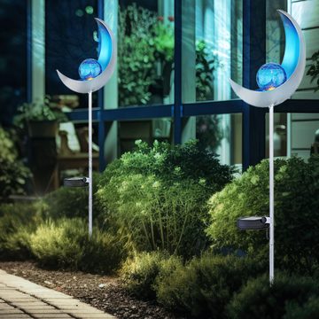 etc-shop LED Außen-Stehlampe, LED-Leuchtmittel fest verbaut, Kaltweiß, Solar Fackeln Mond Garten Gartendeko Solarlampe