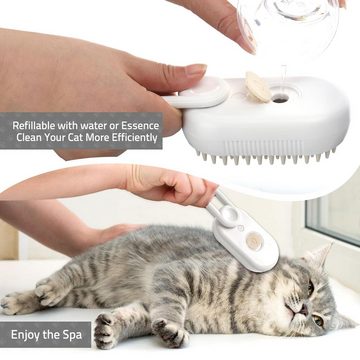 Tiere Tierhaarentferner Katzenmassagekamm - Katzenkamm mit Massagespray, (1-tlg), 3 in 1 Massagekamm mit Dampf-Katzenspray