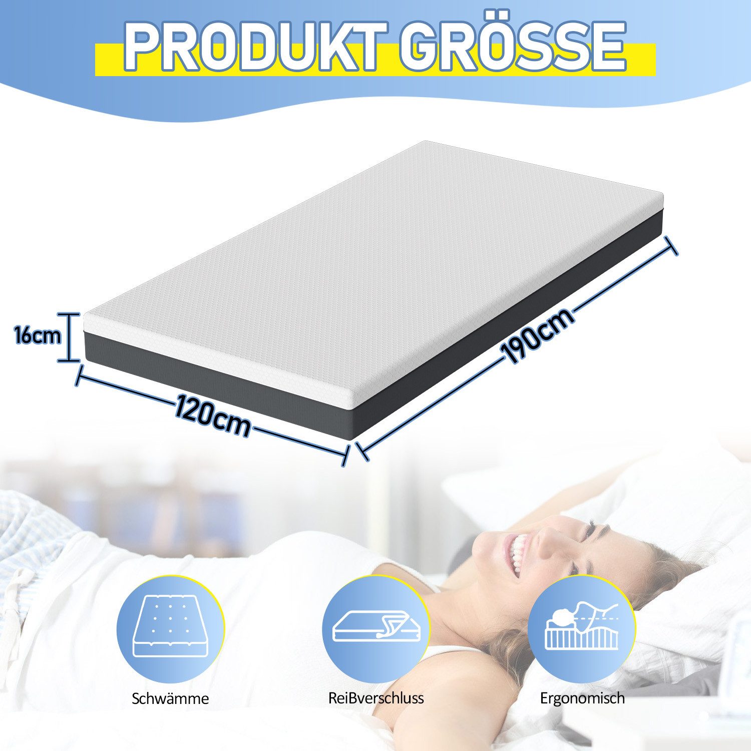 Komfortschaummatratze Matratze Komfortschaummatratze Breathable 120x190x16c günstig online kaufen