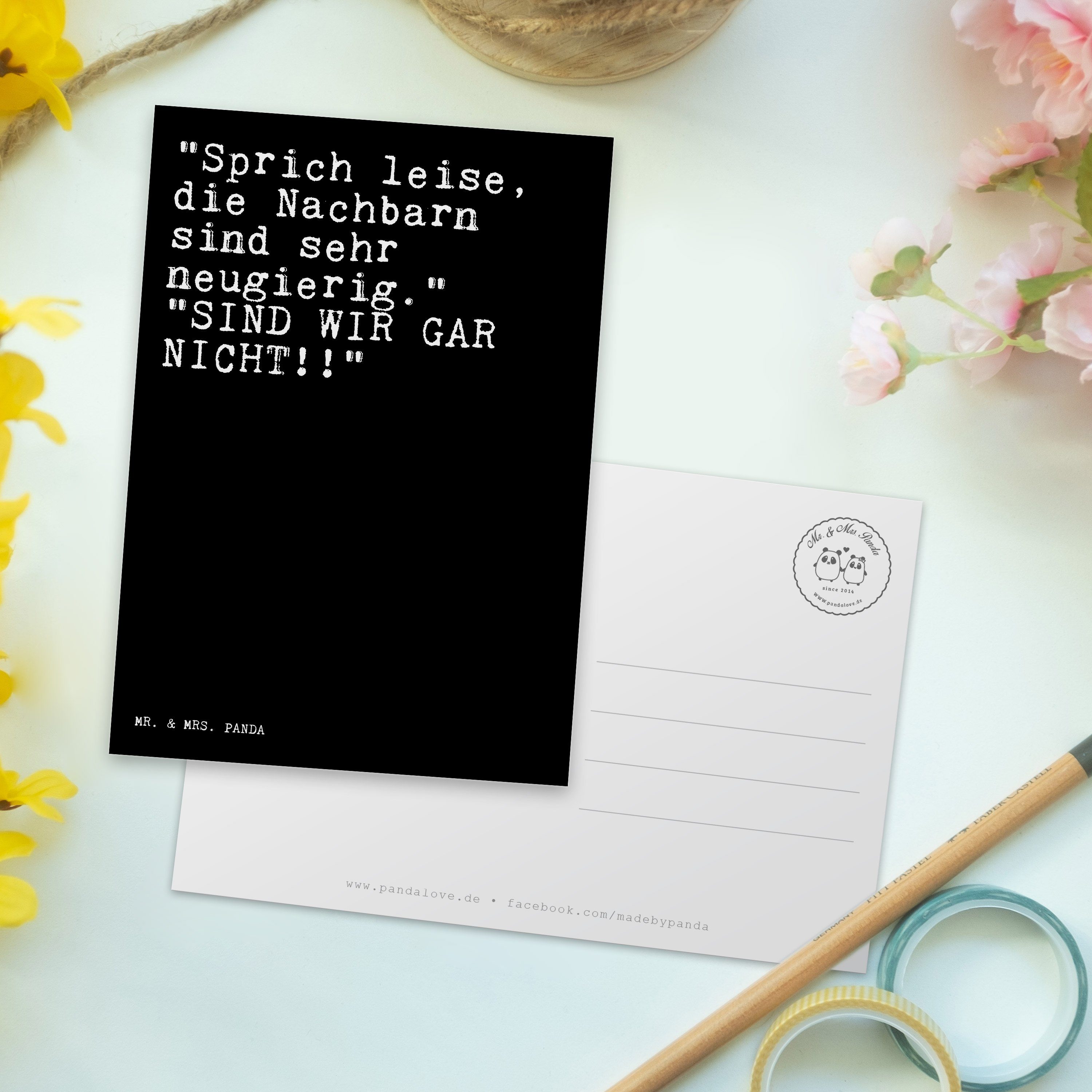 Postkarte "Sprich Nachbarn... Panda Geburtst - leise, - Geschenk, Mrs. lustig, die Mr. Schwarz &